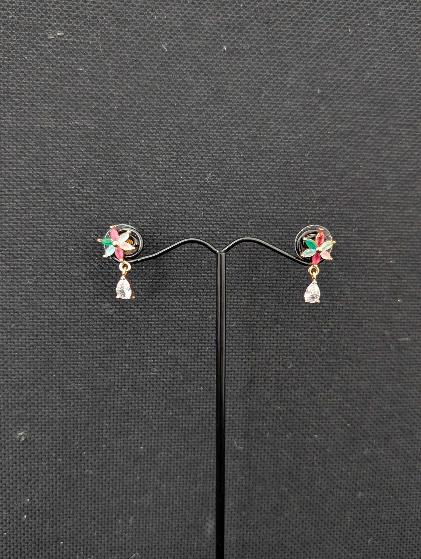Light Rose gold CZ Flower Stud earrings