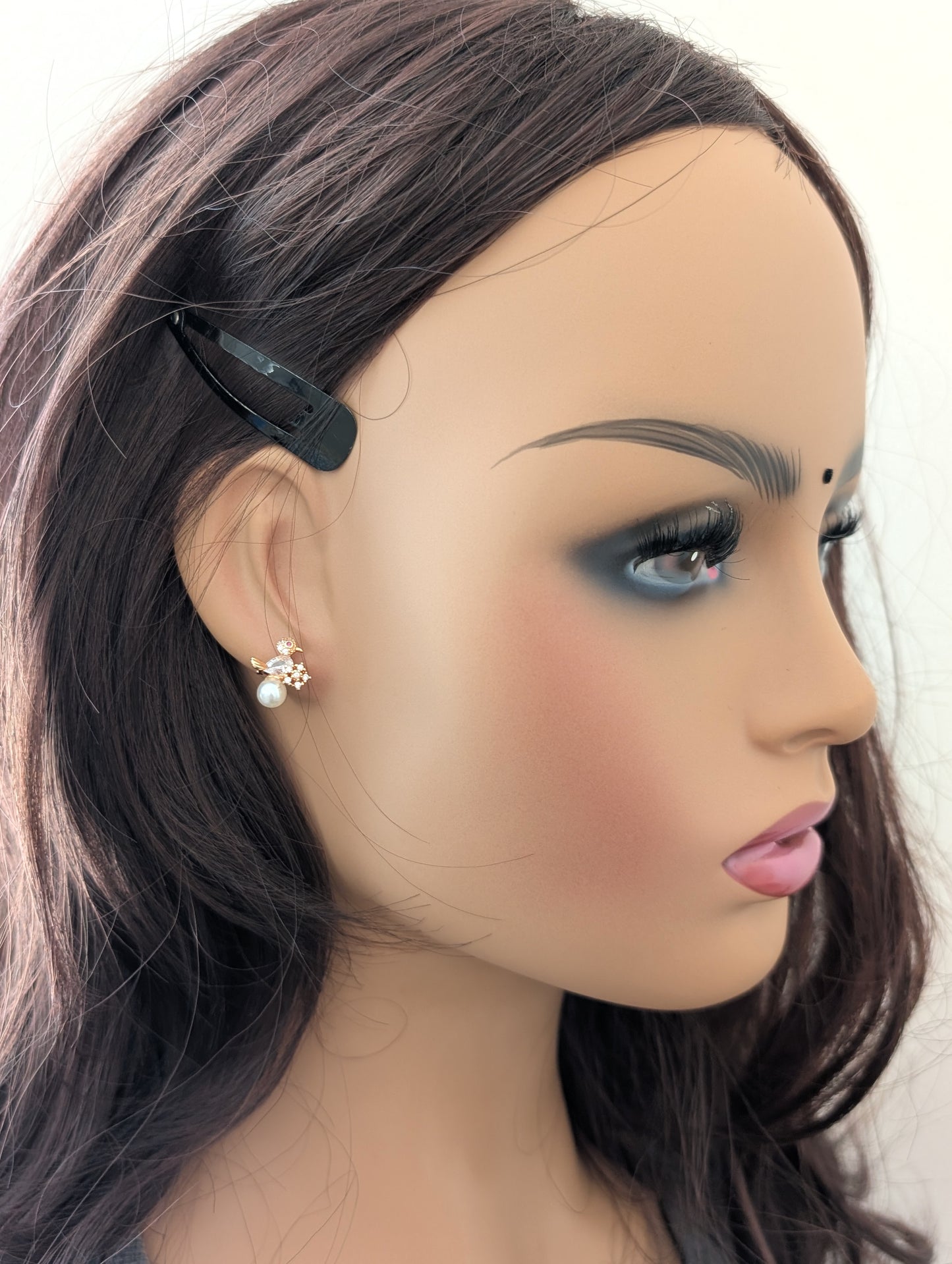 Light Rose gold CZ Bird Stud earrings