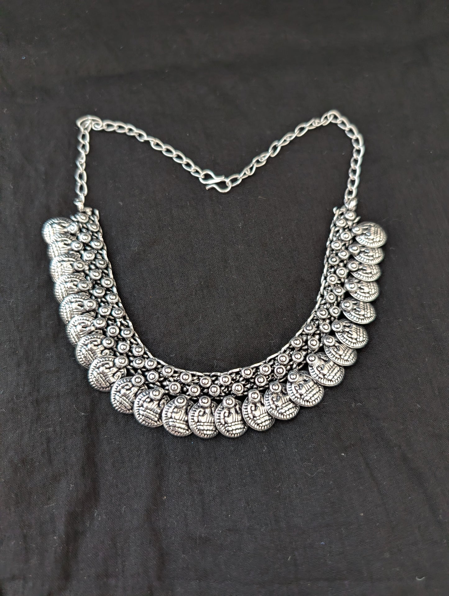 Oxidized silver Coin Choker Necklace