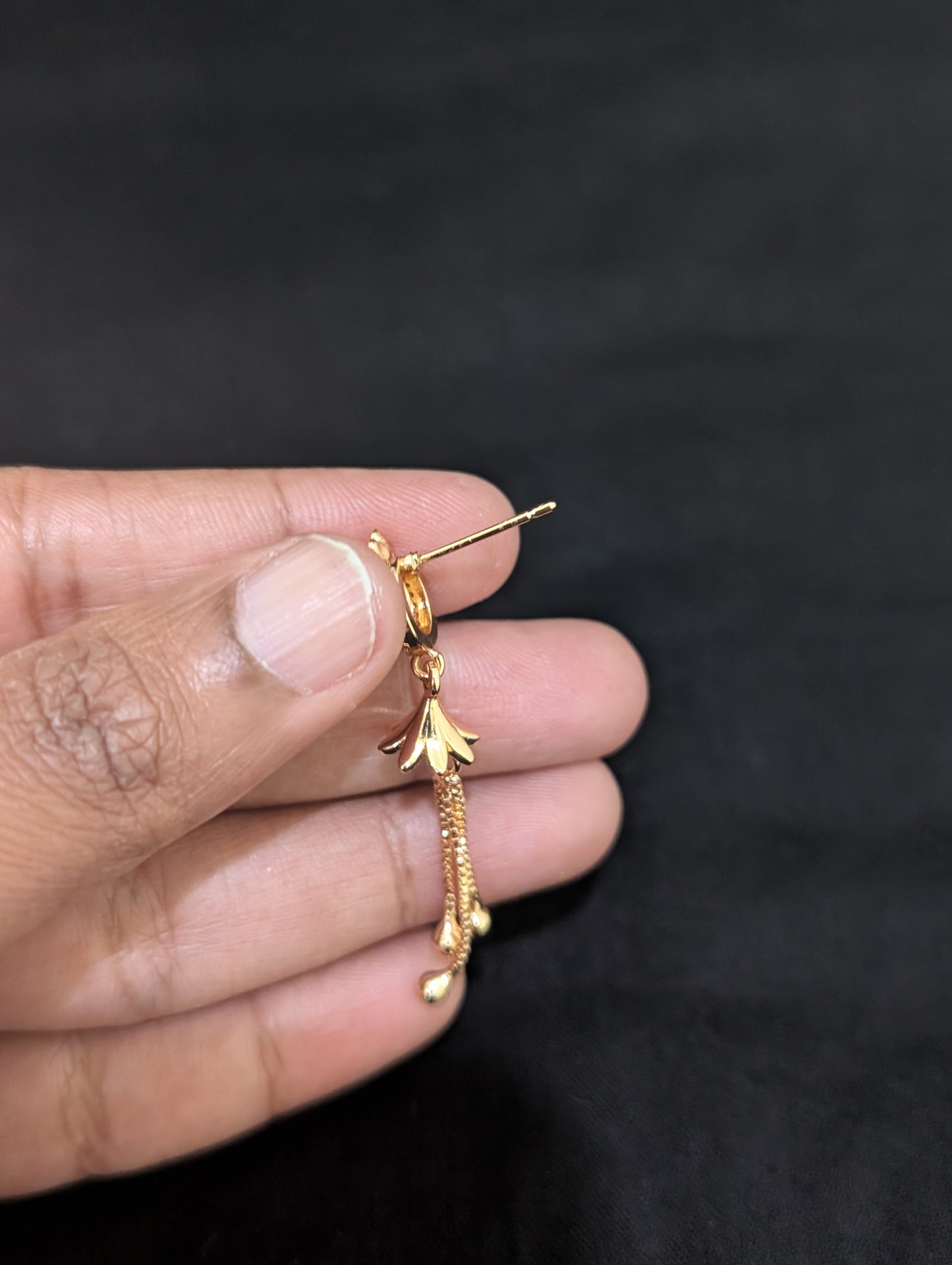Mini Chandbali Stud CZ Tassel Earrings