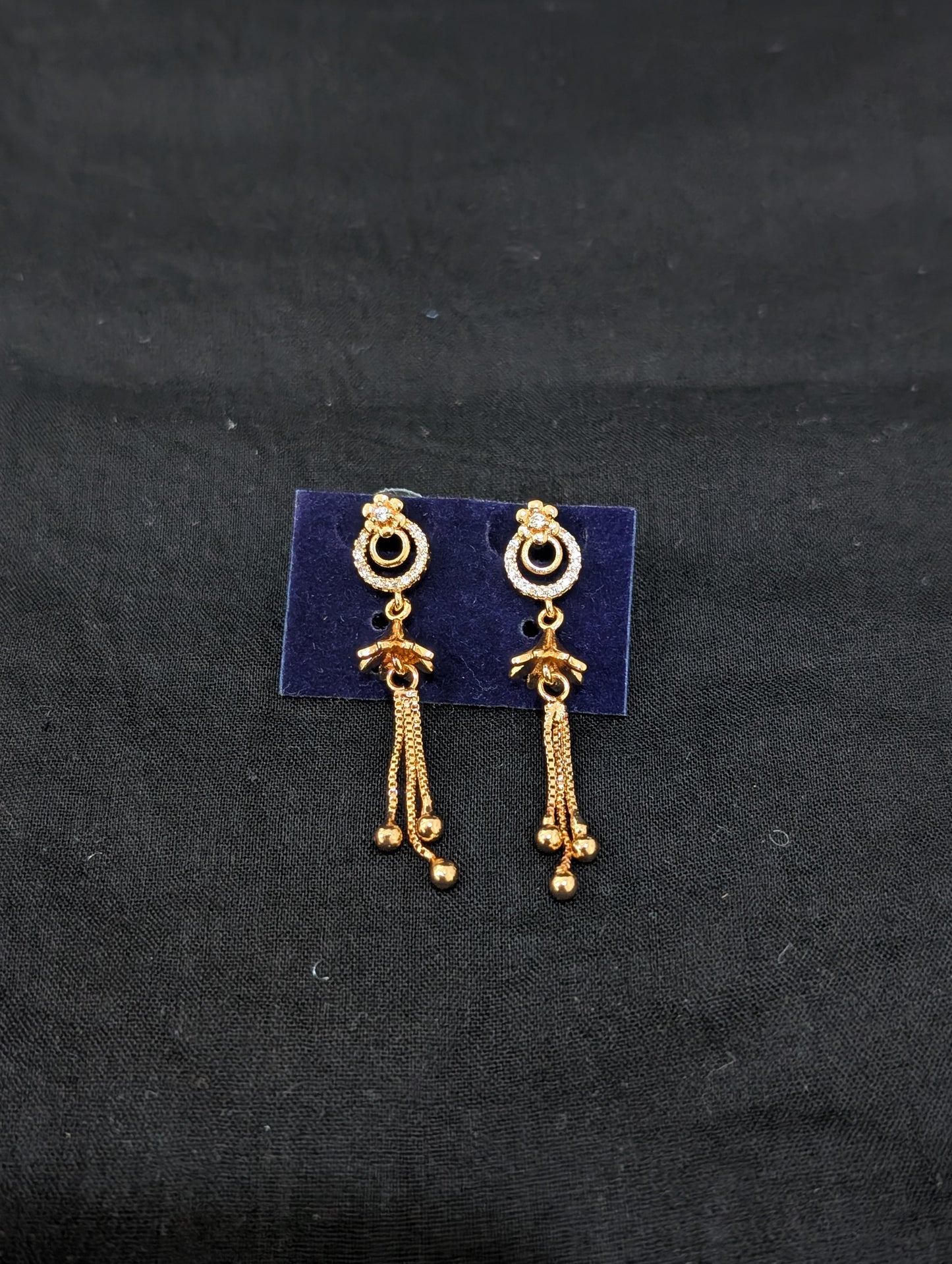 Mini Chandbali Stud CZ Tassel Earrings