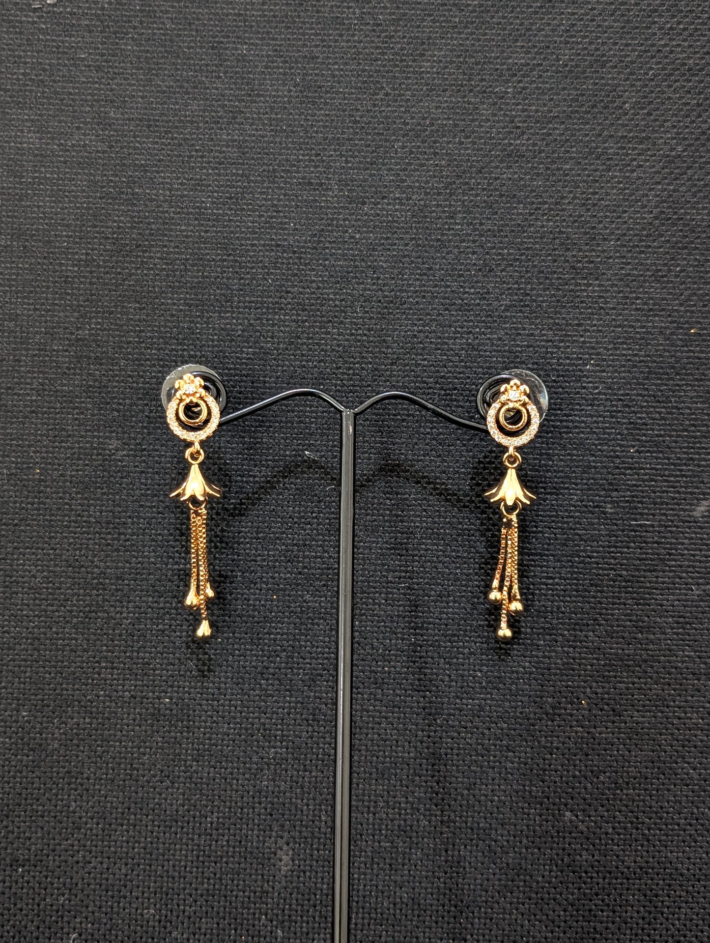 Mini Chandbali Stud CZ Tassel Earrings