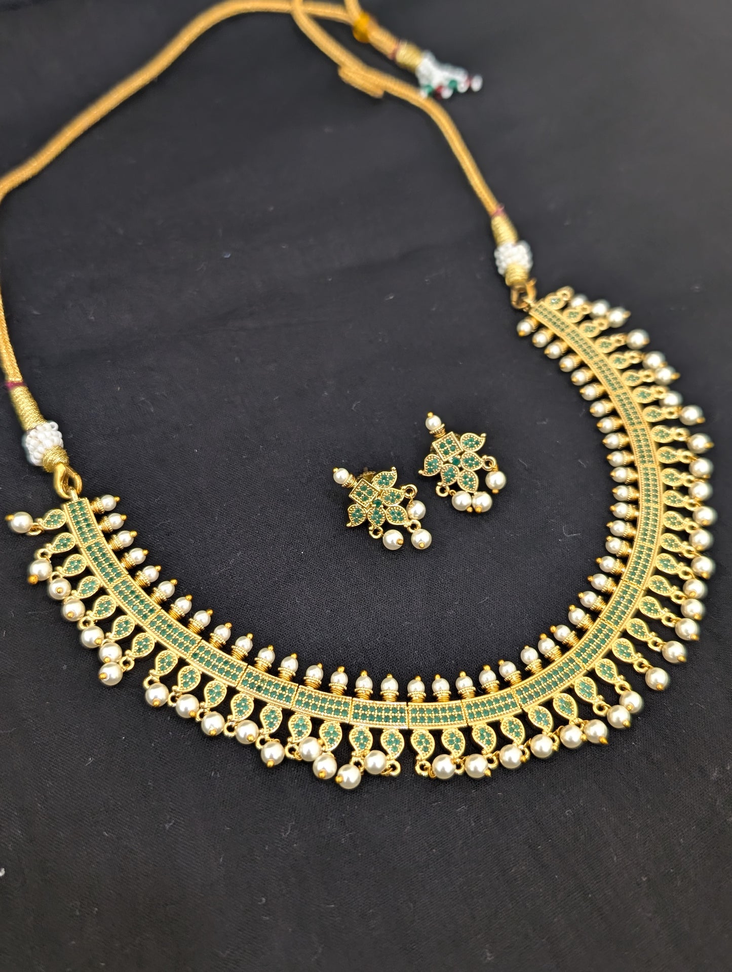 Traditional Mango design CZ Necklace and Earrings set