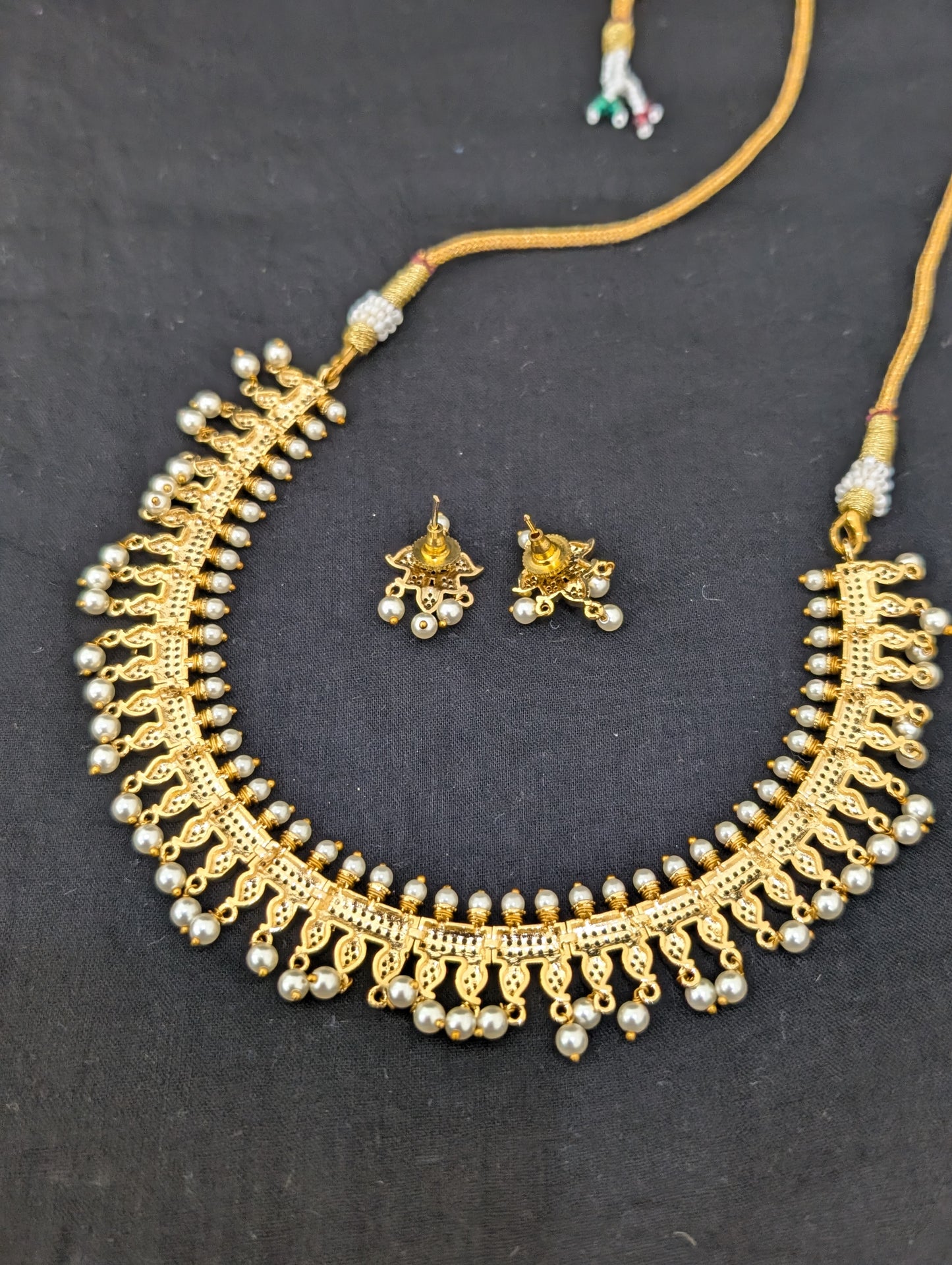 Traditional Mango design CZ Necklace and Earrings set