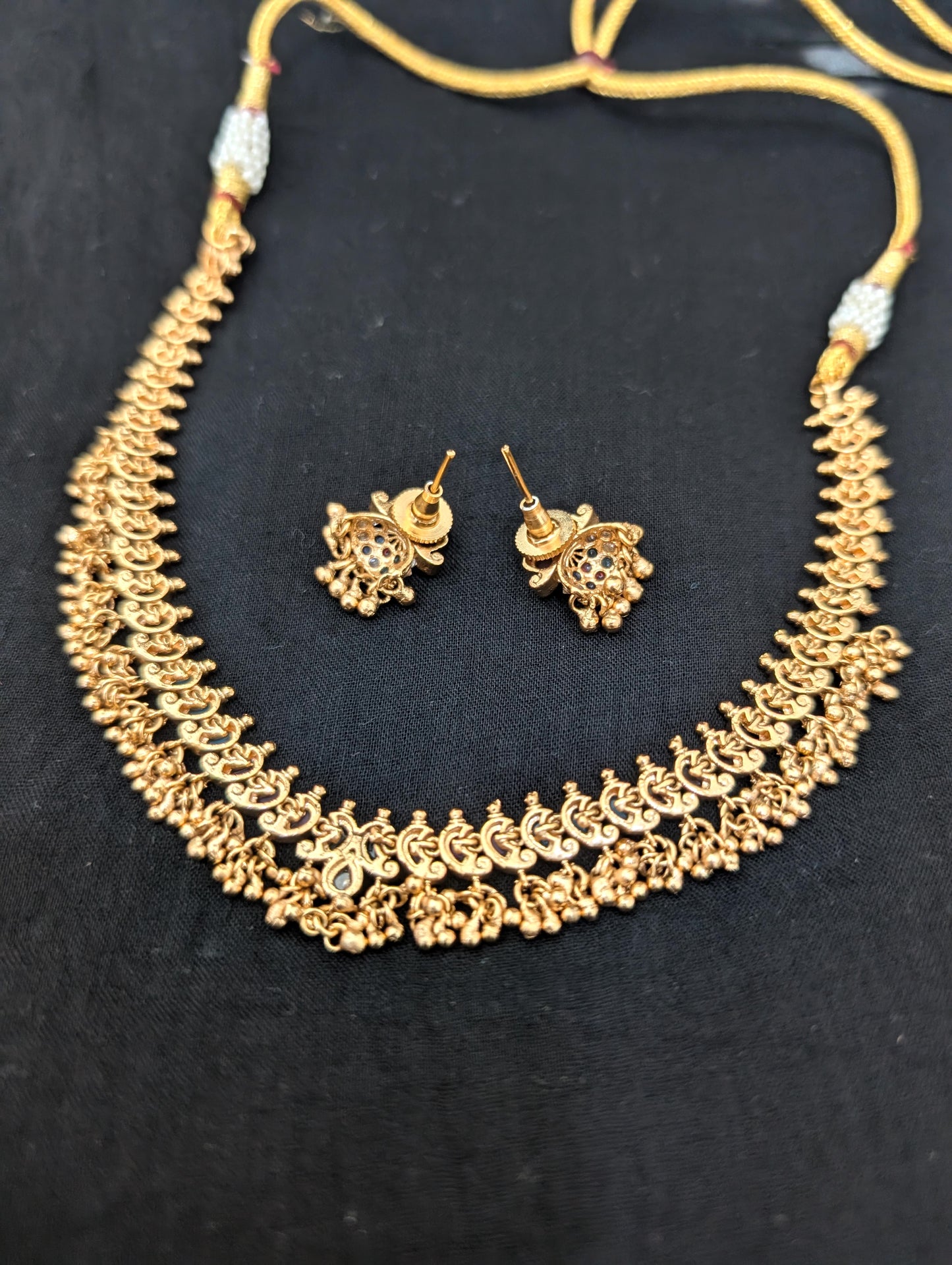 Navaratna stone Mango Choker Necklace Earrings Set