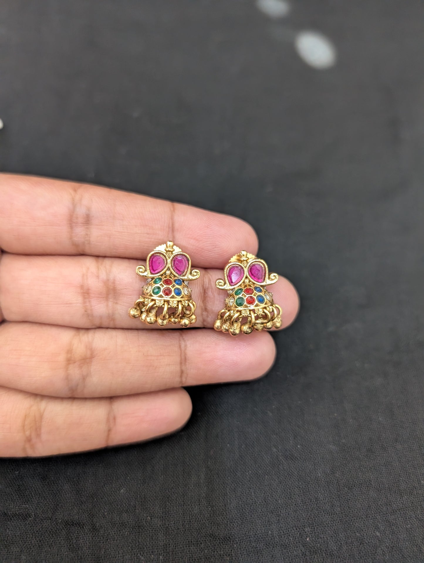 Navaratna stone Mango Choker Necklace Earrings Set