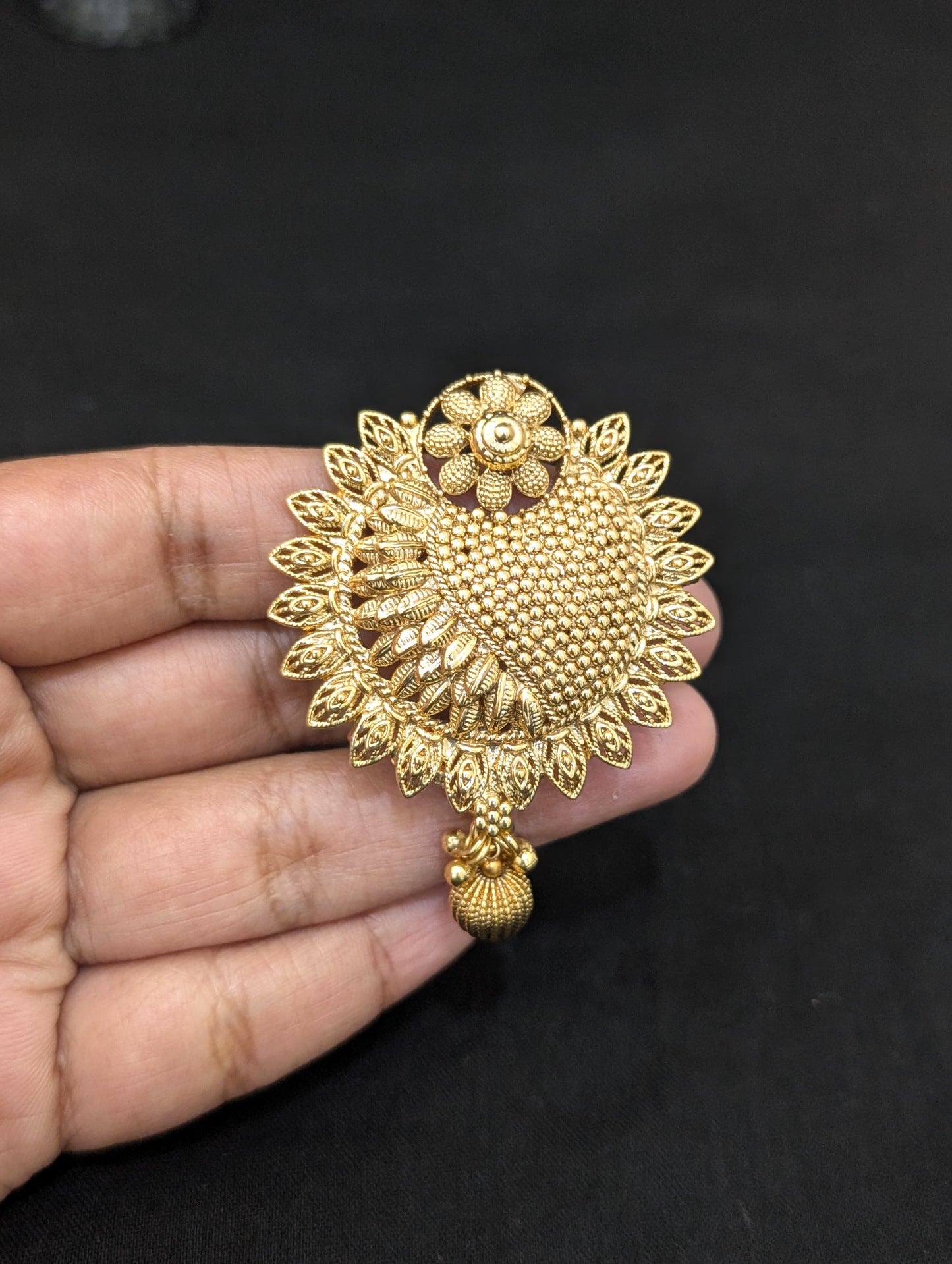 Light Gold plated Sunflower Clip on Hair Brooch