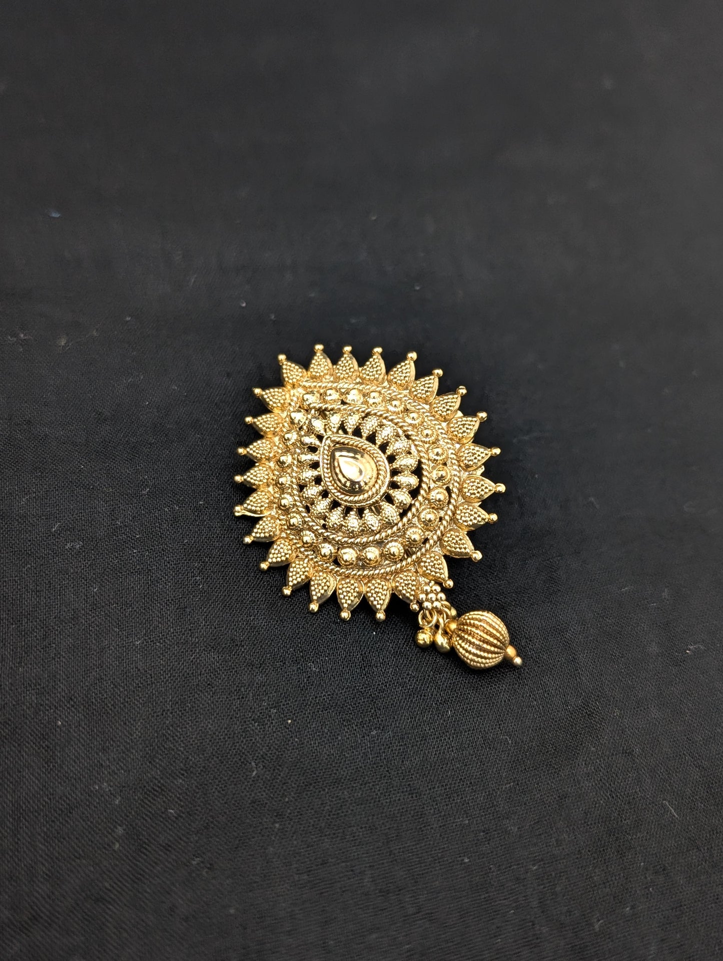 Light Gold plated Teardrop Clip on Hair Brooch