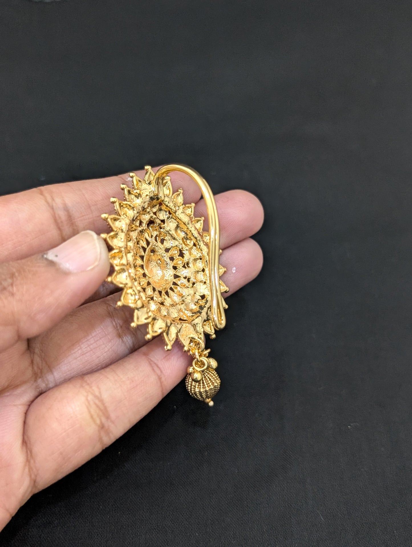 Light Gold plated Teardrop Clip on Hair Brooch