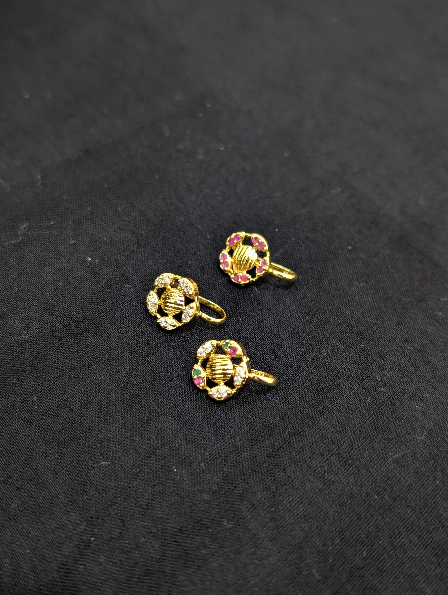 Medium size CZ stone Clip on Nose pin