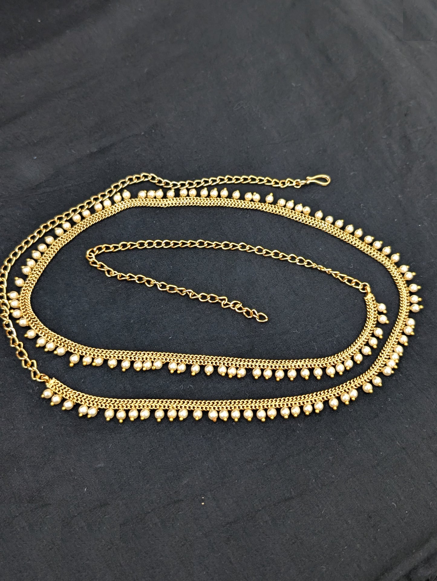 Gold plated pearl bead dangle Hip Chain / Waist Belt / Belly Chain