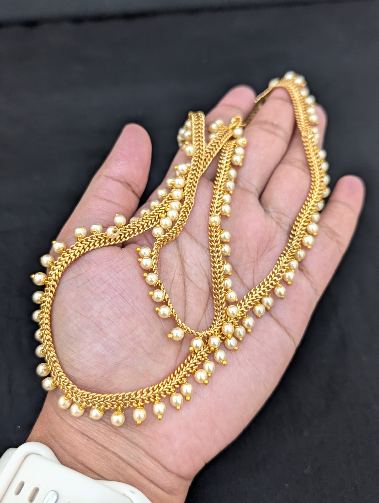 Gold plated pearl bead dangle Hip Chain / Waist Belt / Belly Chain