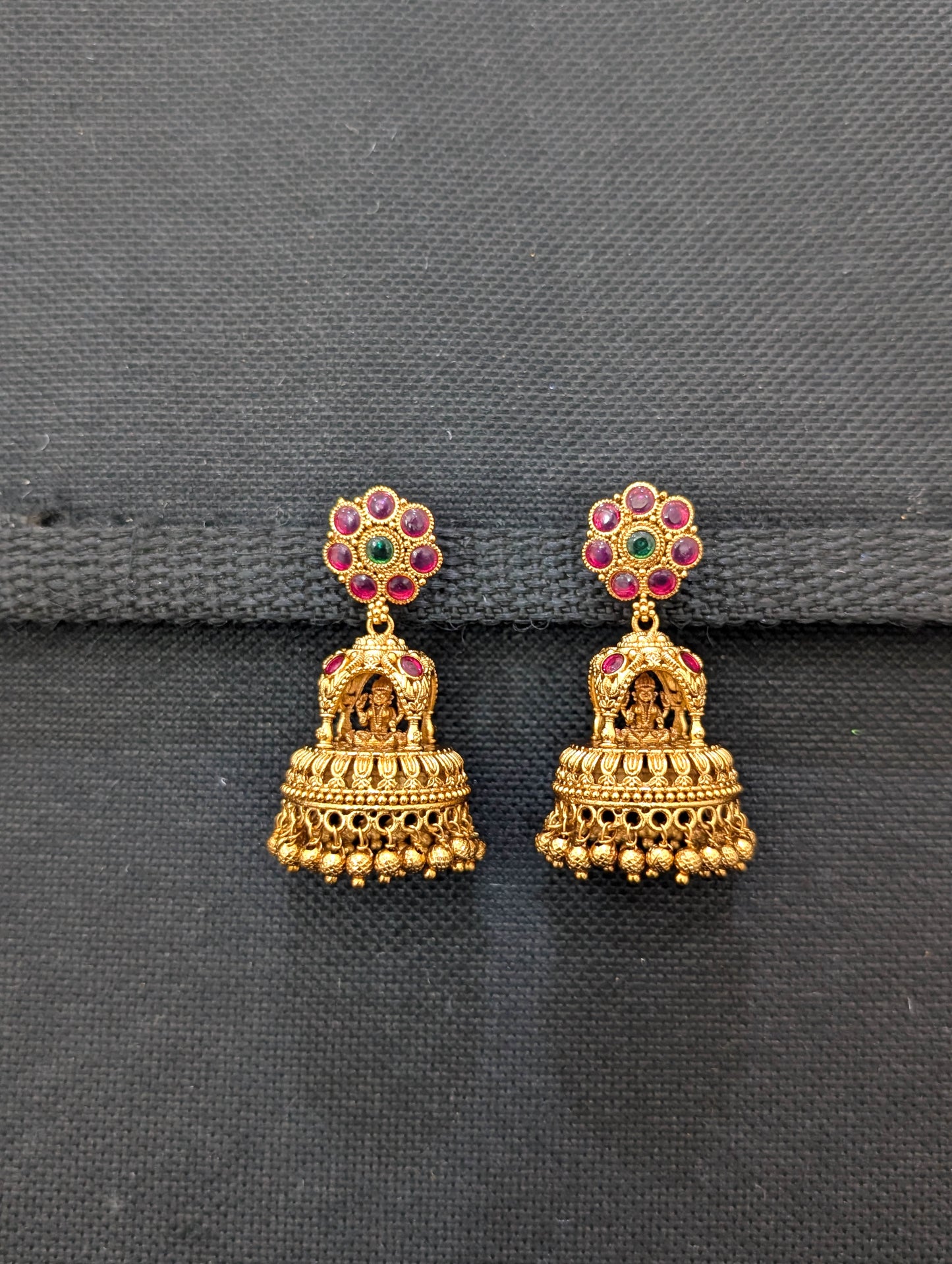 Goddess Lakshmi Kemp Antique Jhumka Earrings