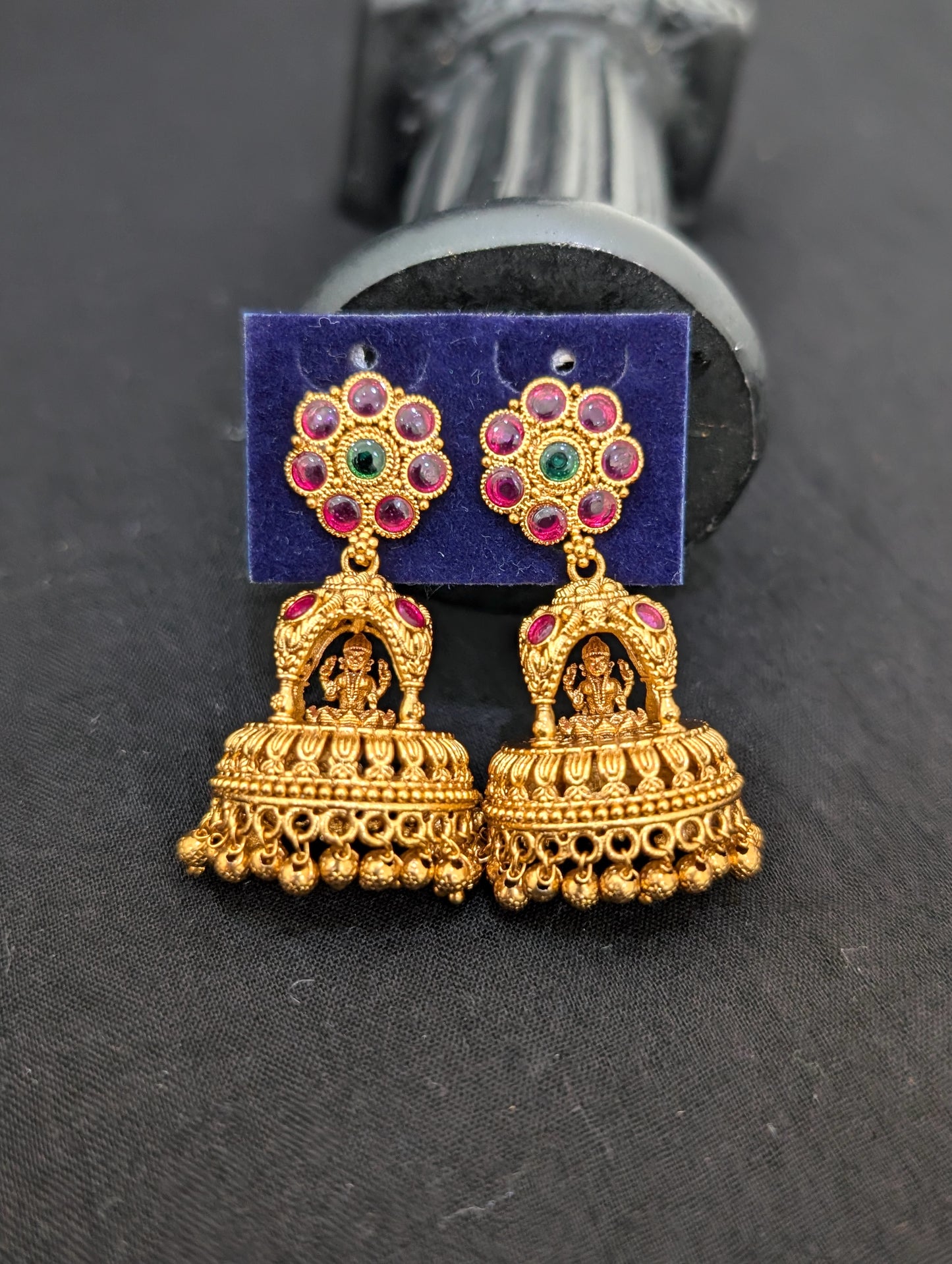 Goddess Lakshmi Kemp Antique Jhumka Earrings