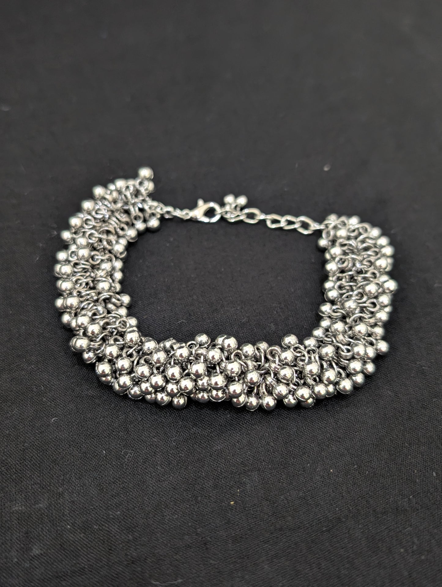 Silver ball bead dangle Adjustable Bracelet