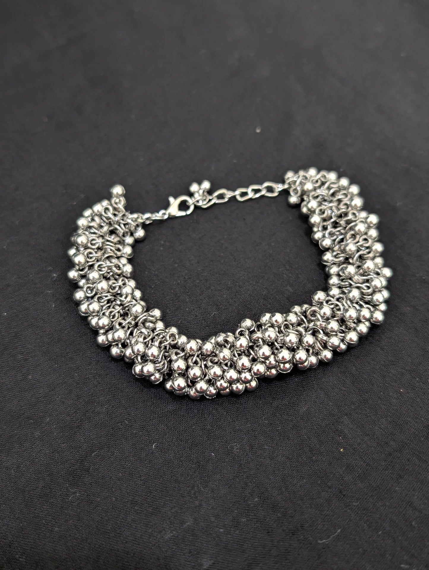 Silver ball bead dangle Adjustable Bracelet