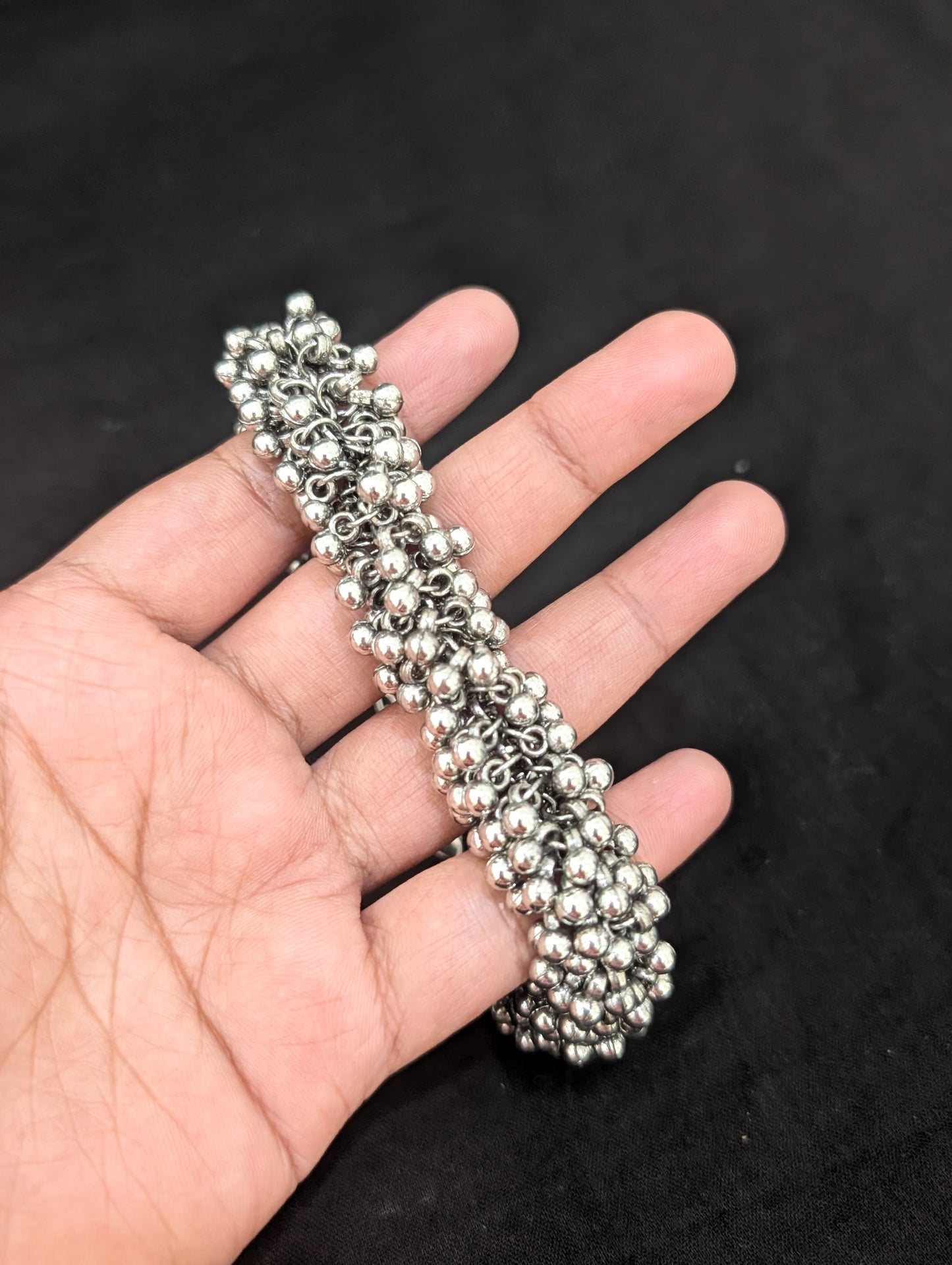 Silver ball bead dangle Adjustable Bracelet