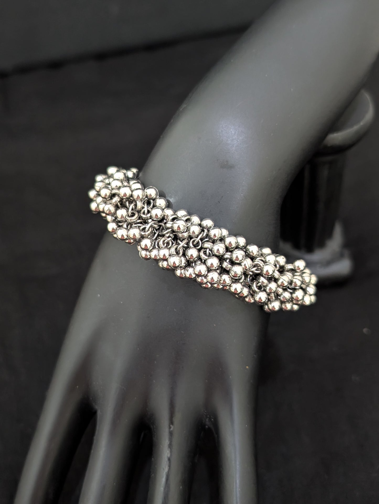 Silver ball bead dangle Adjustable Bracelet