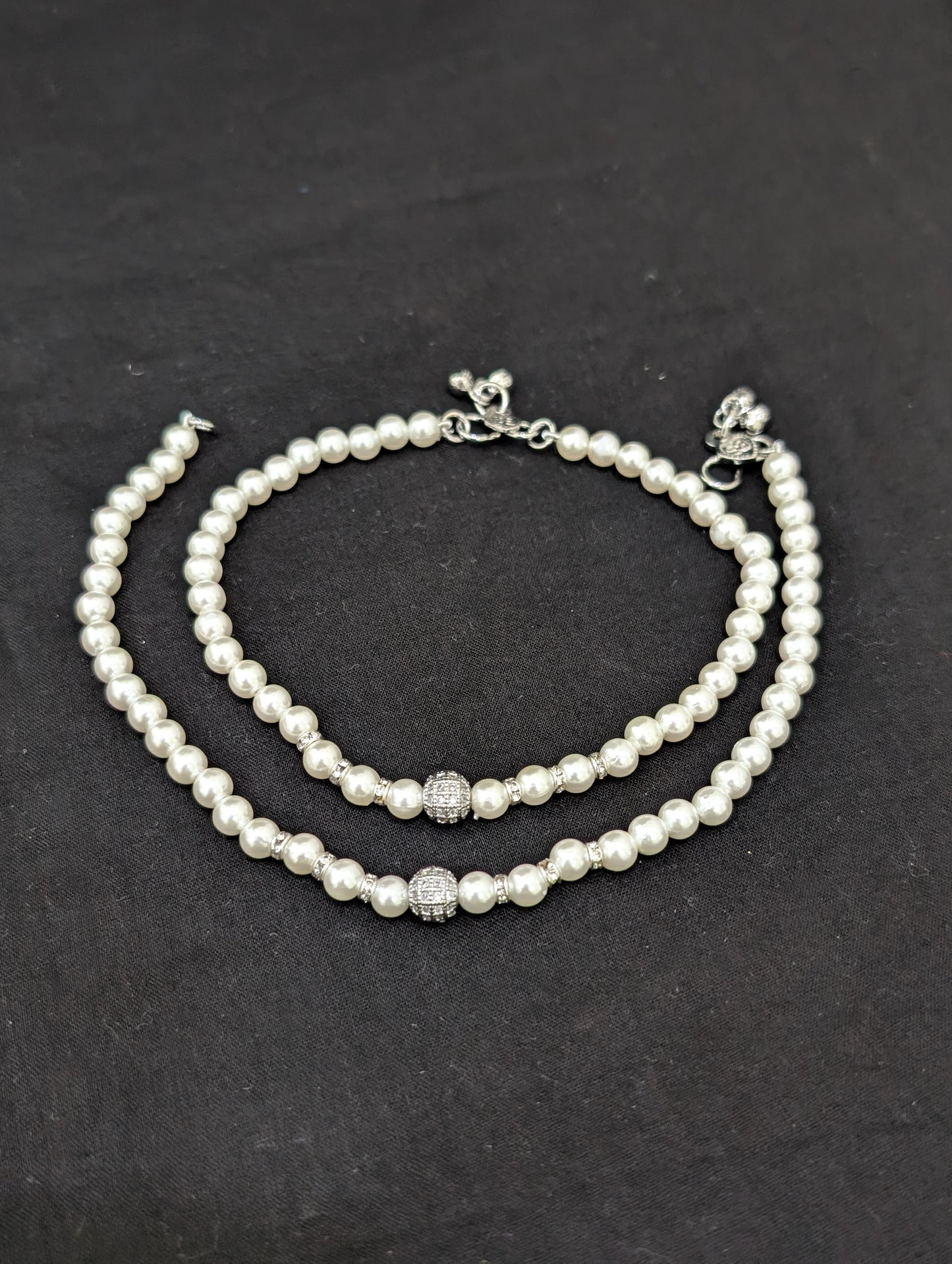 Faux pearl Simple CZ Anklets