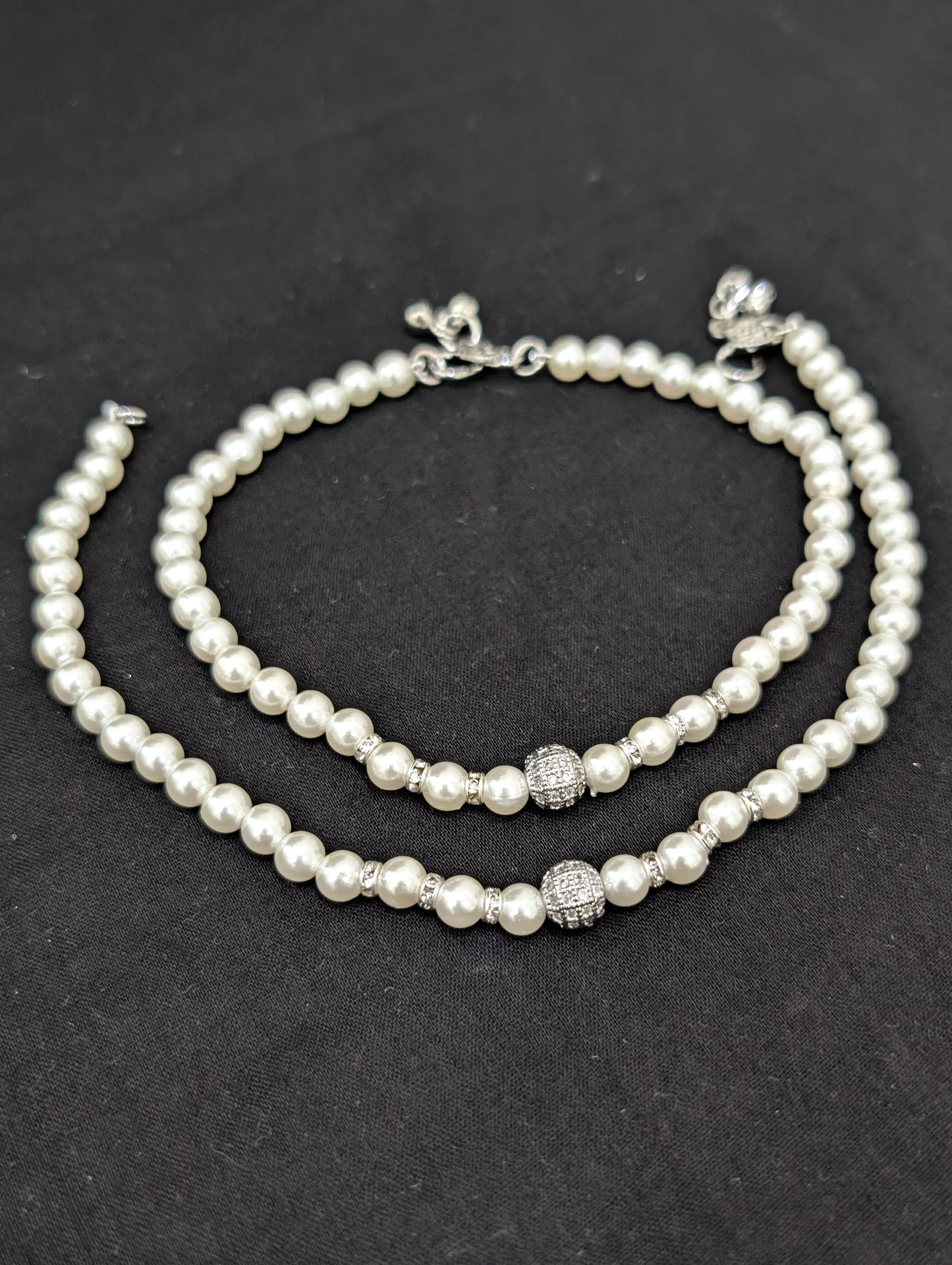 Faux pearl Simple CZ Anklets