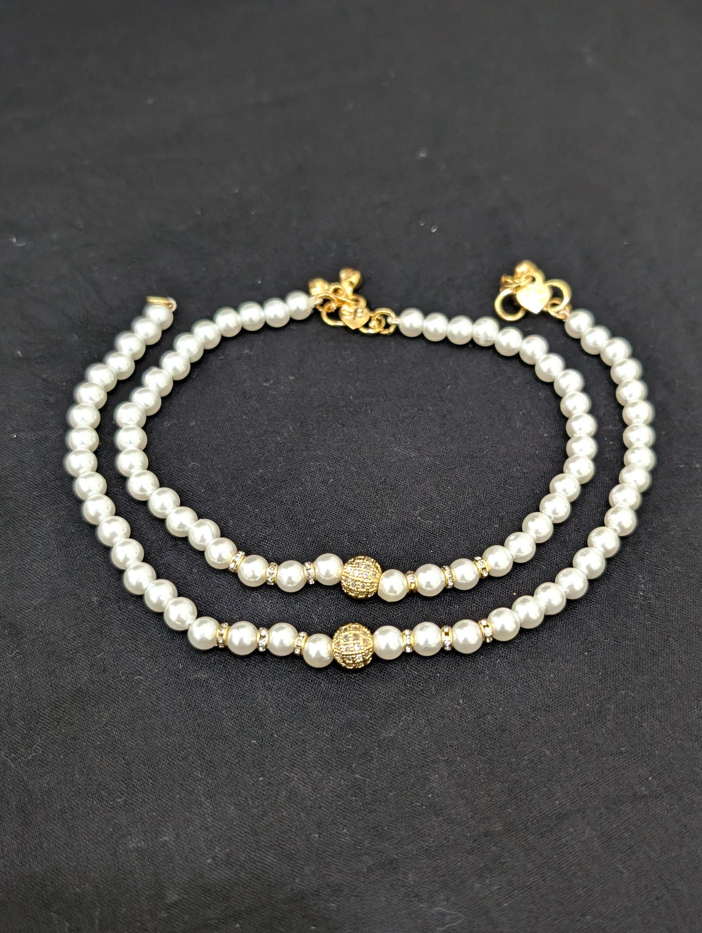 Faux pearl Simple CZ Anklets