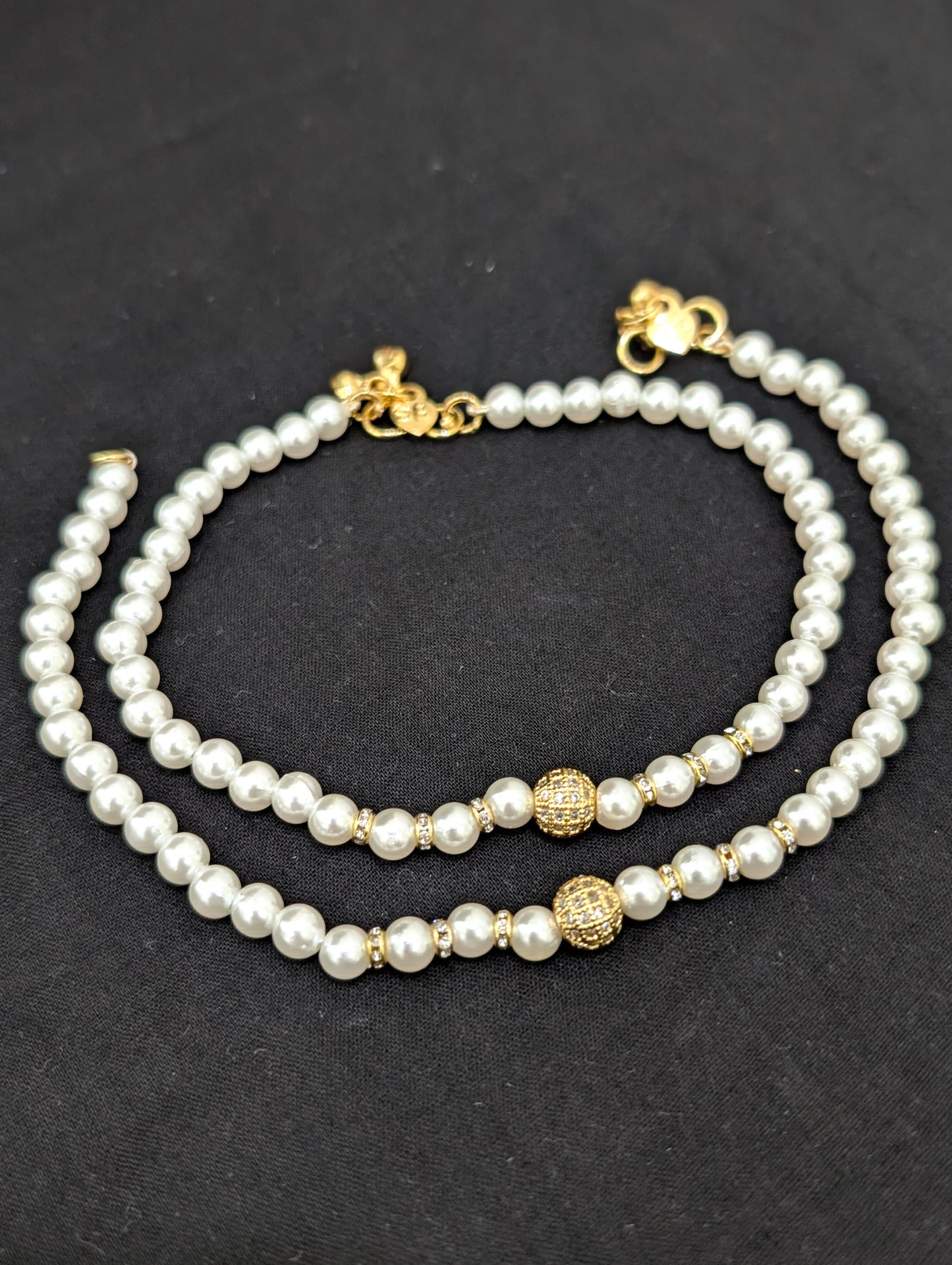 Faux pearl Simple CZ Anklets
