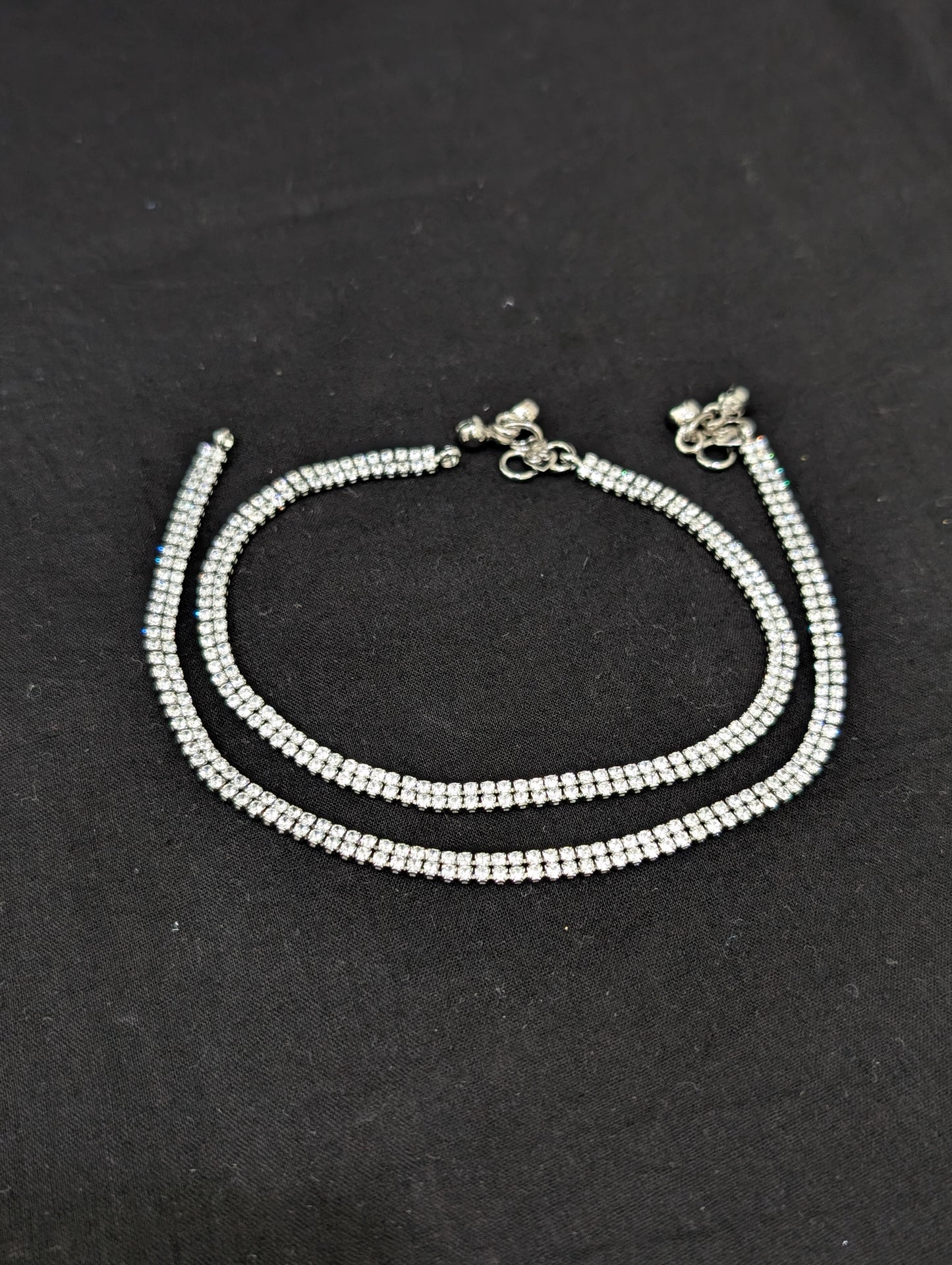 Dual line Simple CZ Anklets