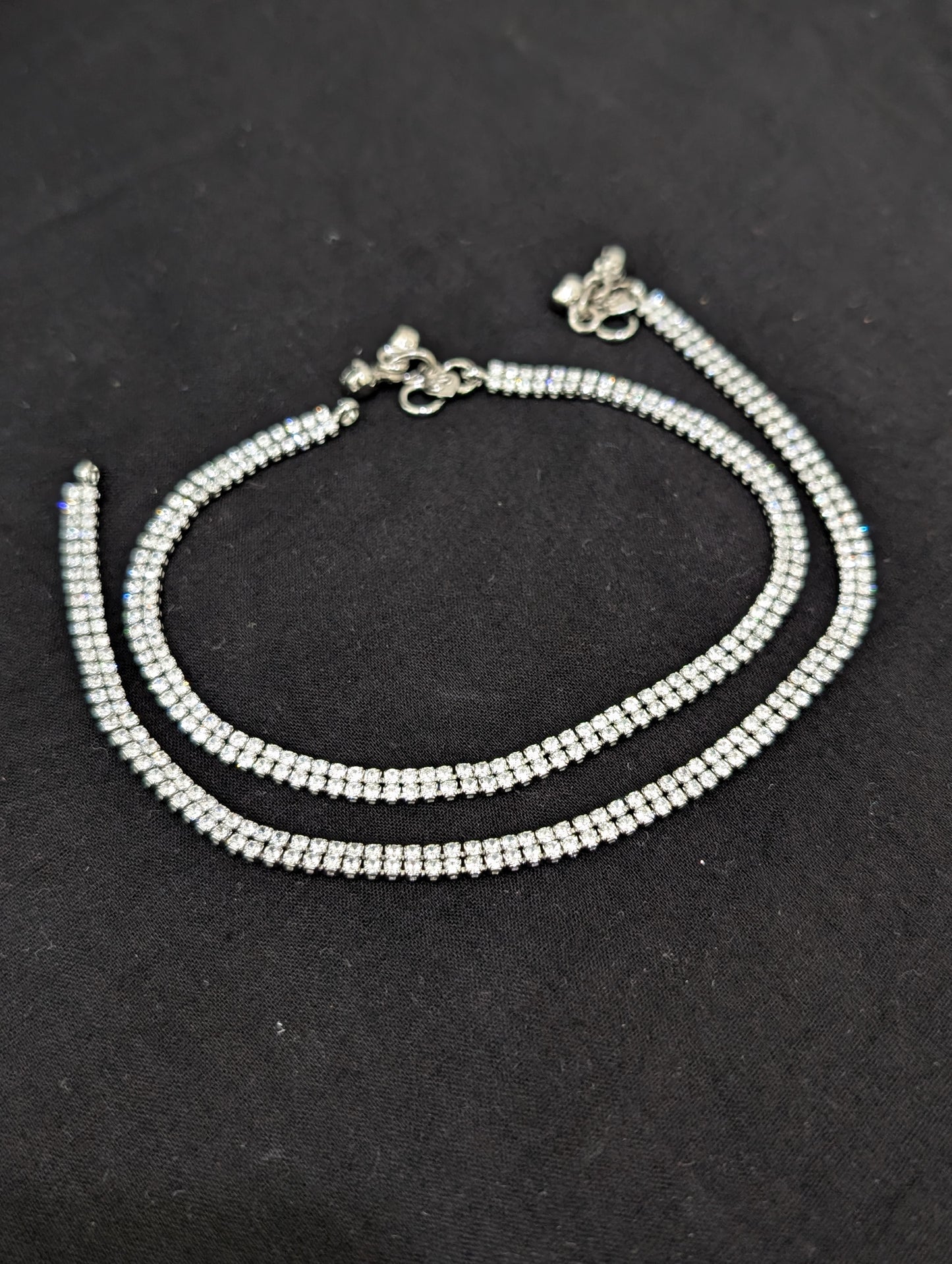Dual line Simple CZ Anklets