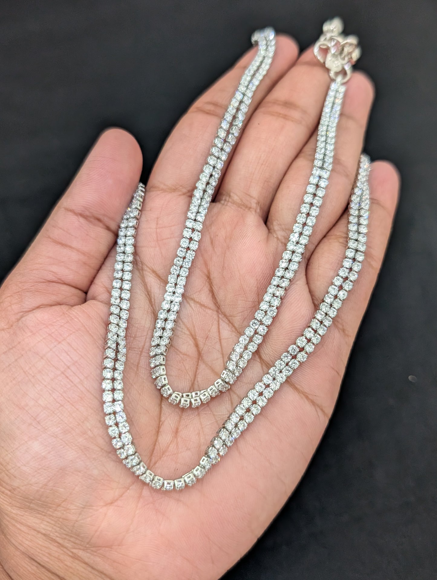 Dual line Simple CZ Anklets