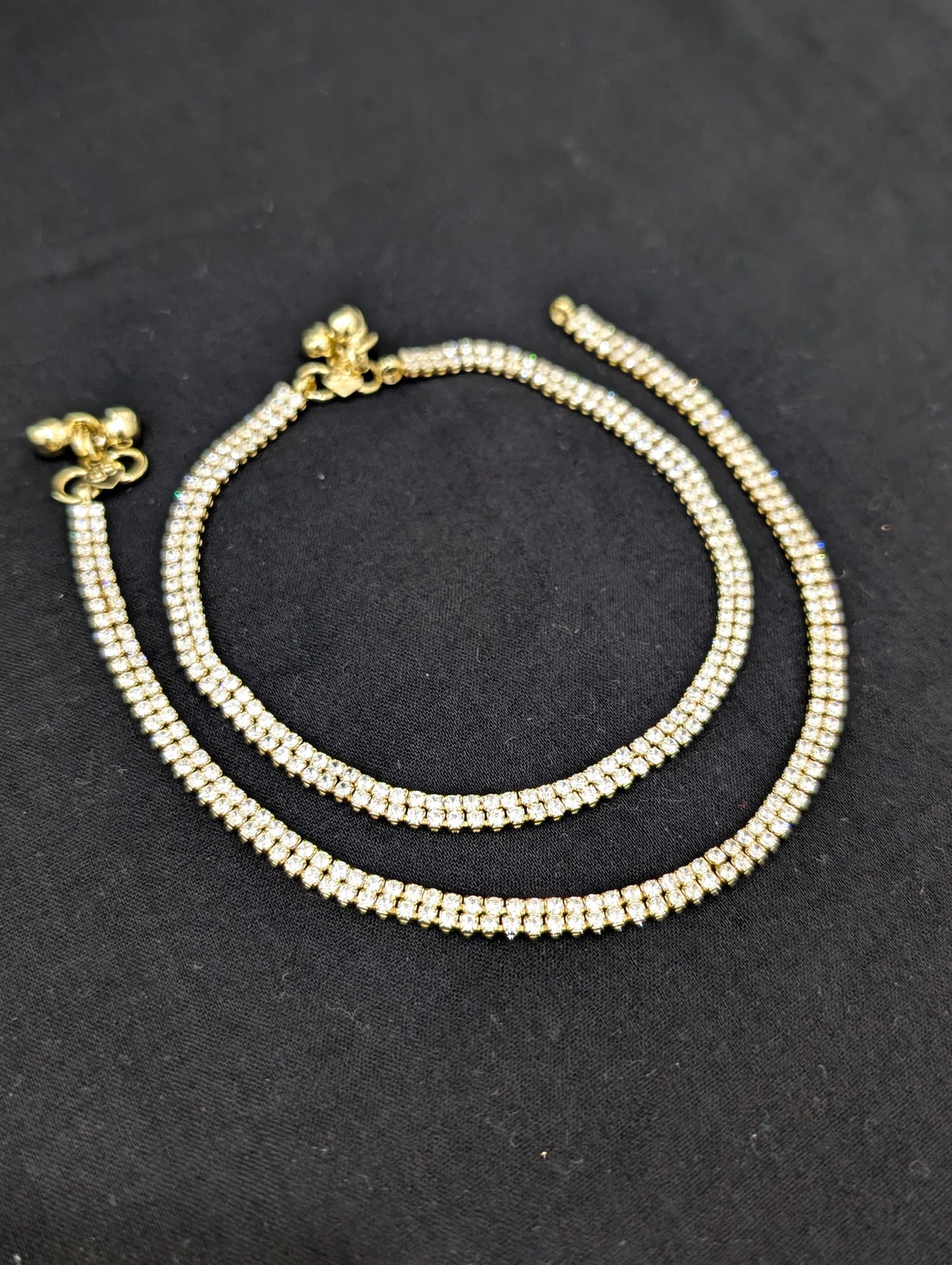 Dual line Simple CZ Anklets