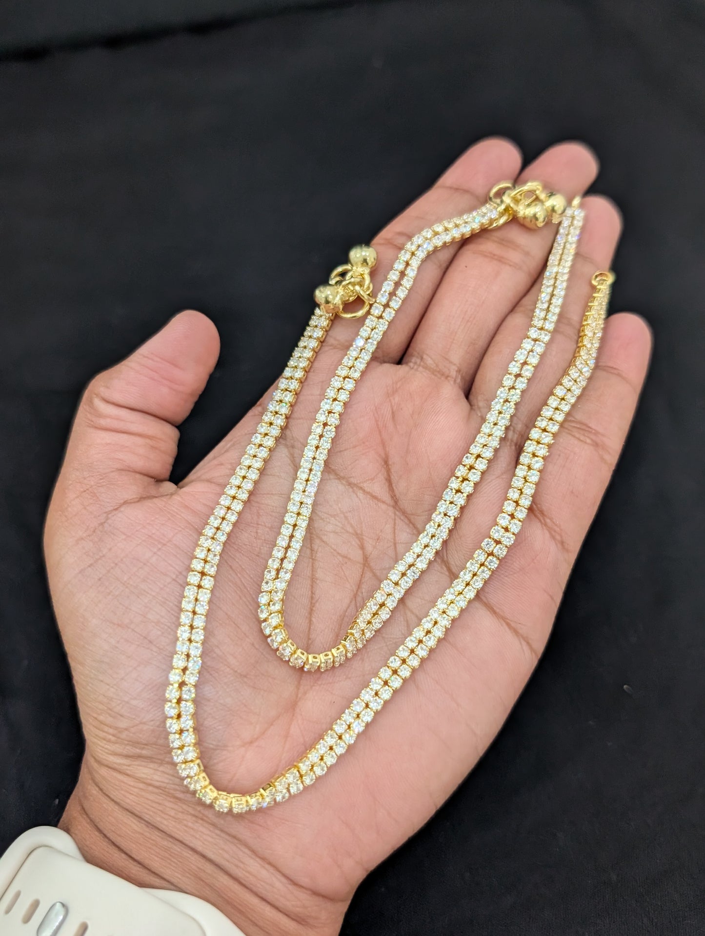 Dual line Simple CZ Anklets