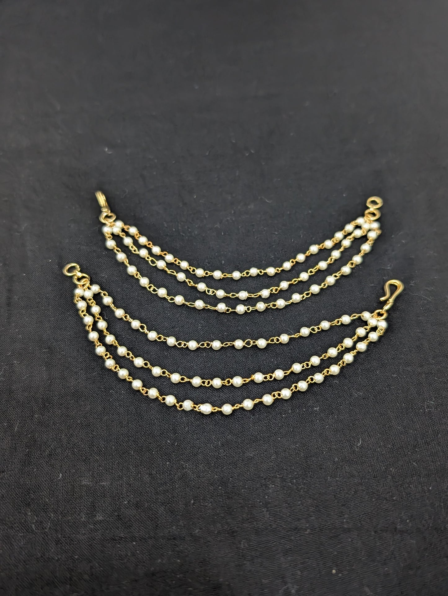 Triple layer mini pearl chain Earrings chain / Maatal / Kaan Chain