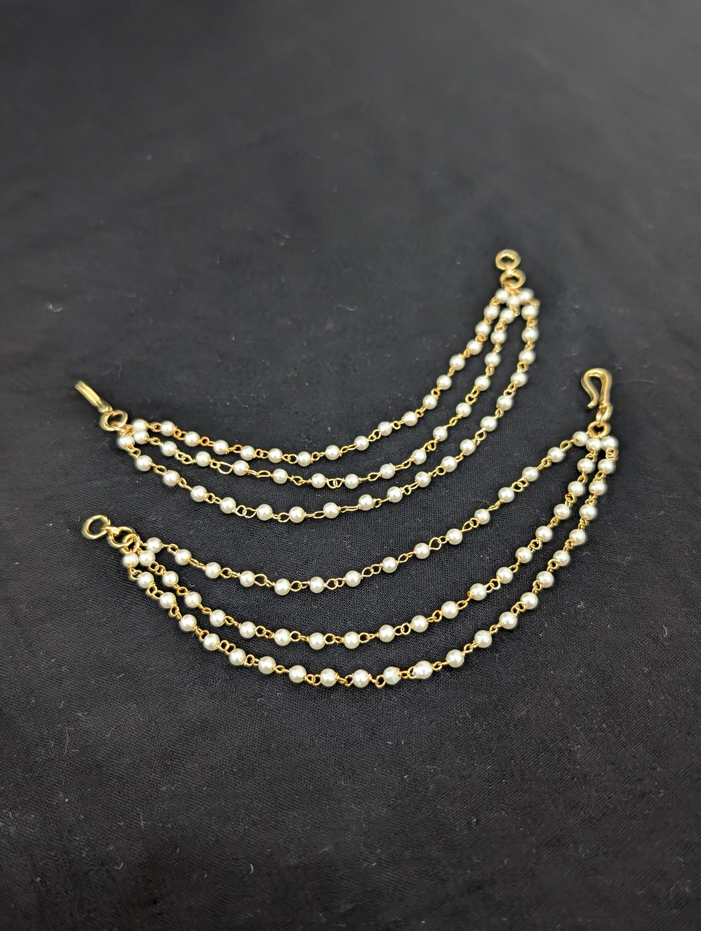 Triple layer mini pearl chain Earrings chain / Maatal / Kaan Chain