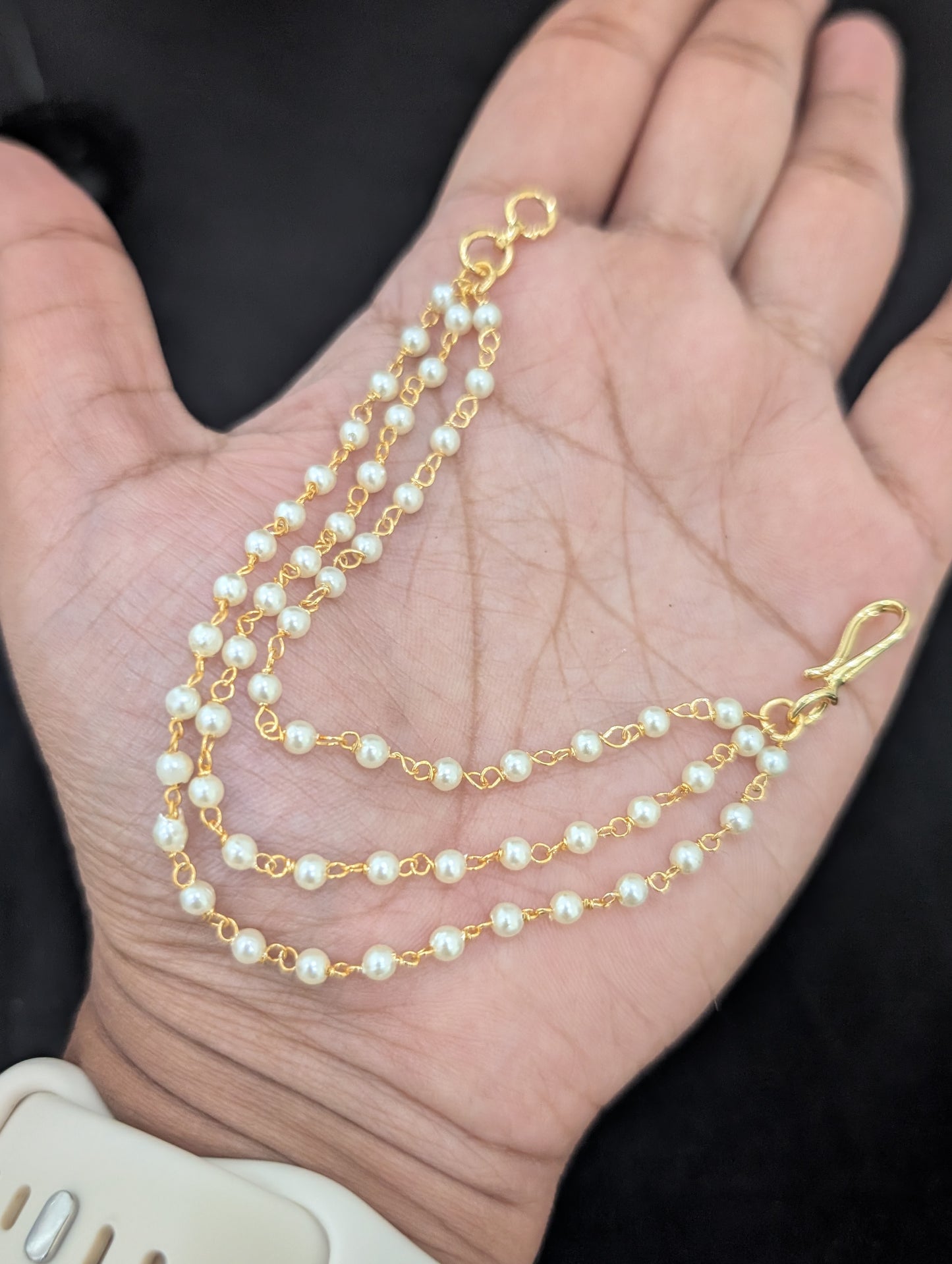 Triple layer mini pearl chain Earrings chain / Maatal / Kaan Chain