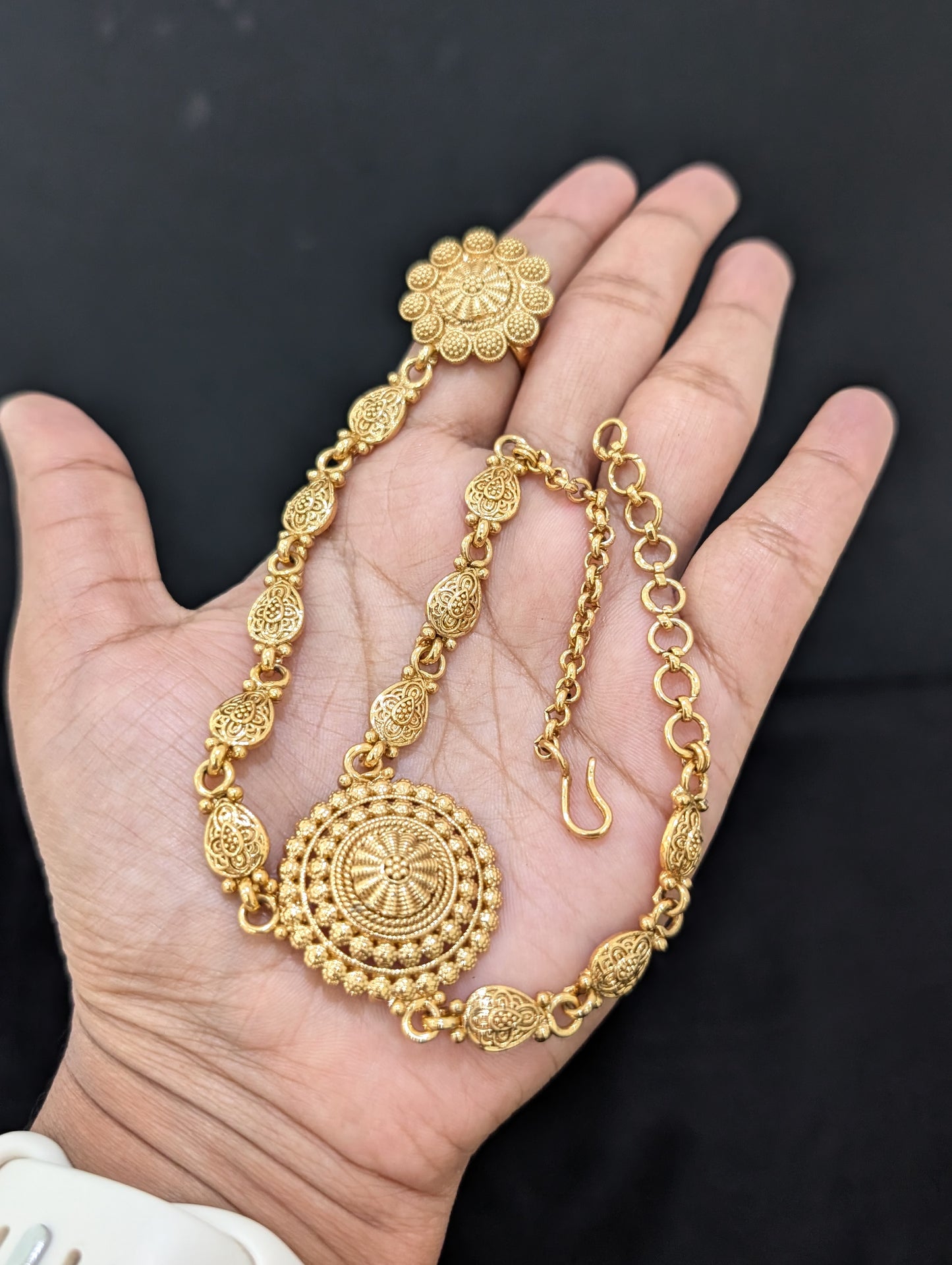 Gold plated Haath Phool / Bracelet Ring Combo / Ring Chain Bracelet - D1