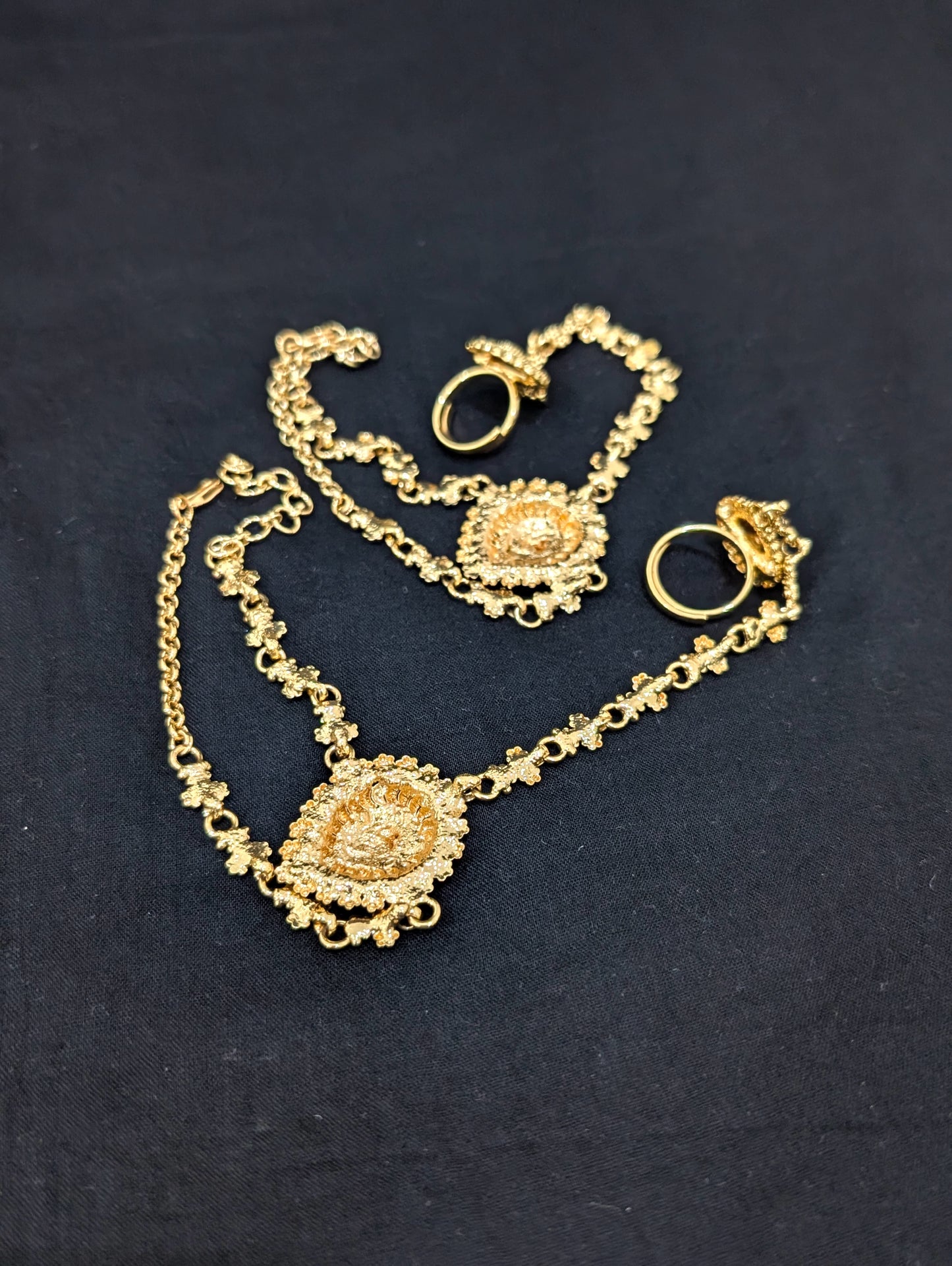 Gold plated Haath Phool / Bracelet Ring Combo / Ring Chain Bracelet - D2