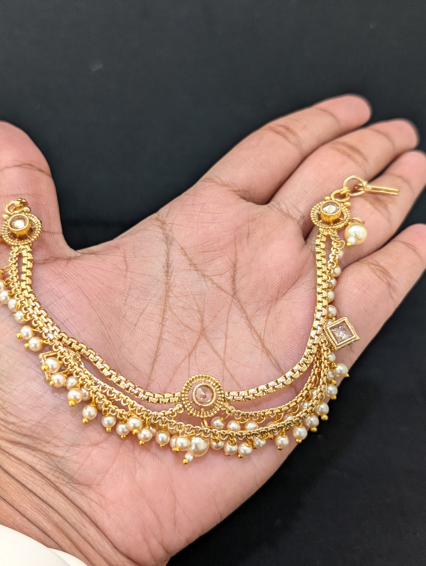 Dual layer link chain Polki Earrings chain / Maatal / Kaan Chain - Simpliful