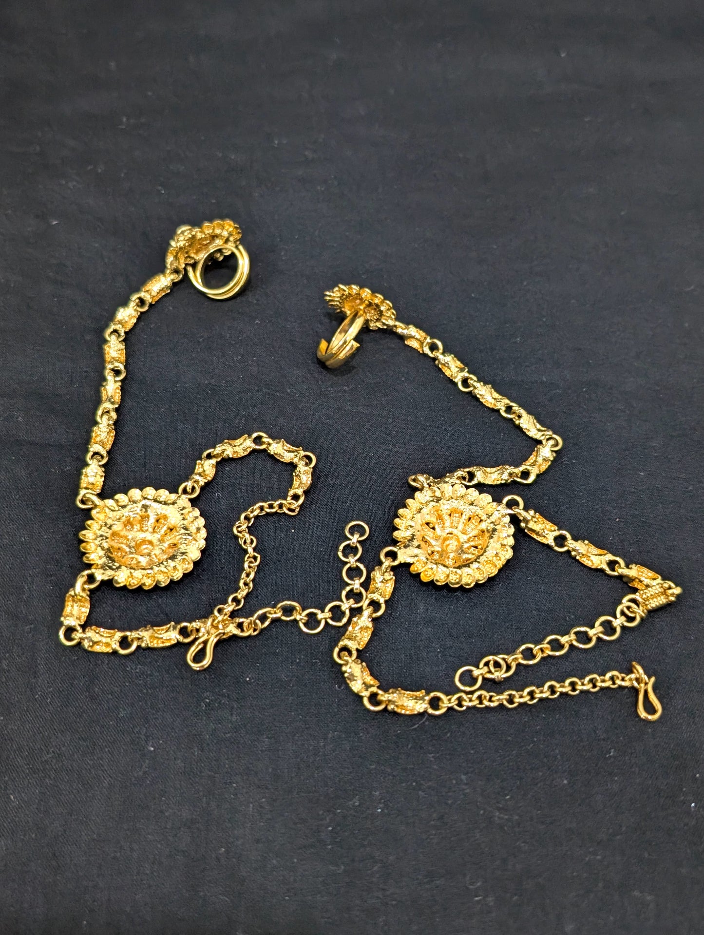 Gold plated Haath Phool / Bracelet Ring Combo / Ring Chain Bracelet - D3