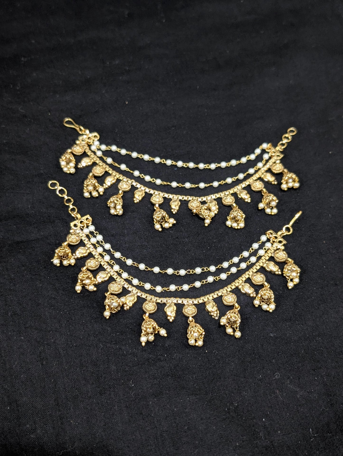 Jhumka dangle Triple layer Earrings chain / Maatal / Kaan Chain