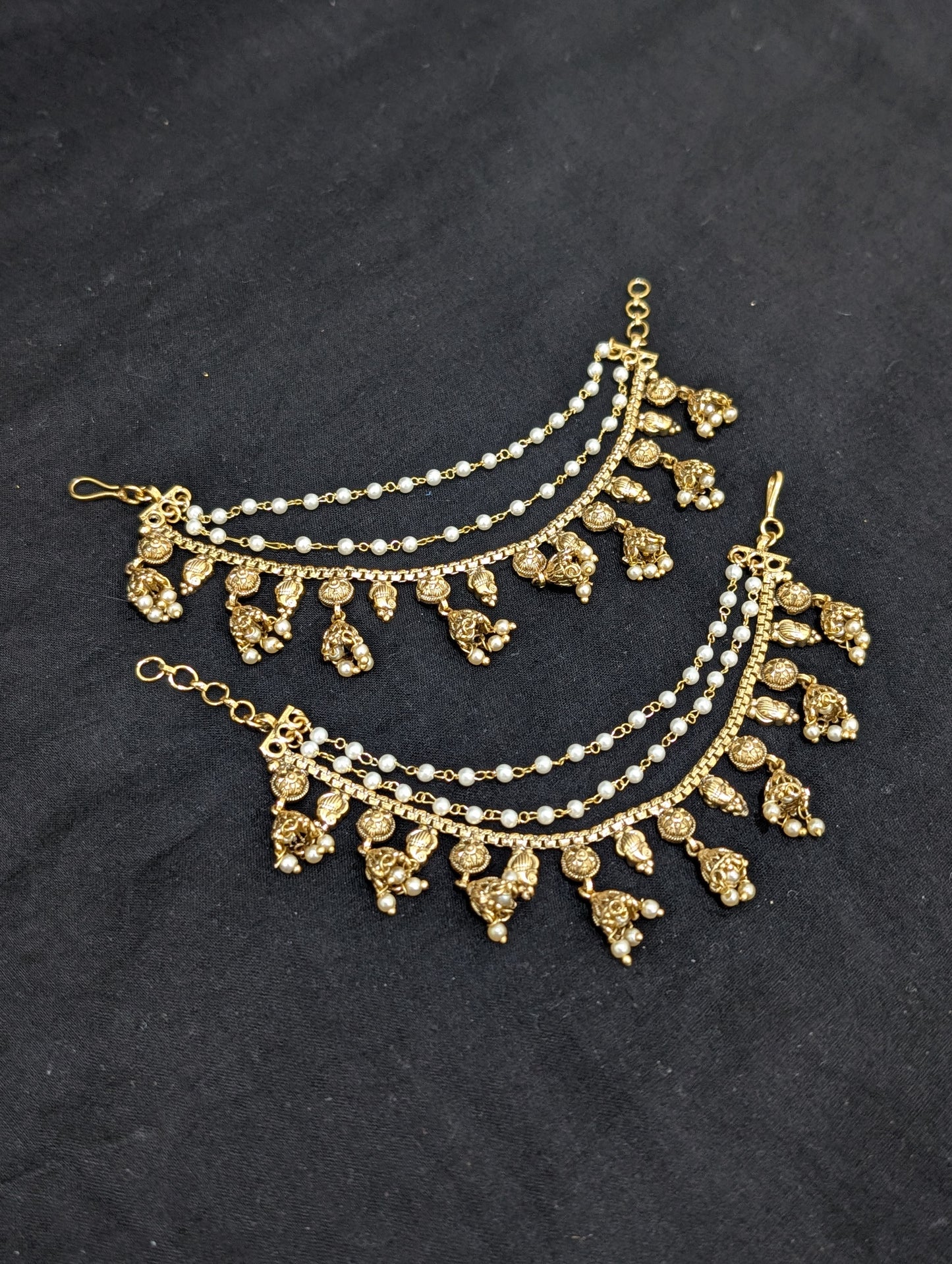 Jhumka dangle Triple layer Earrings chain / Maatal / Kaan Chain