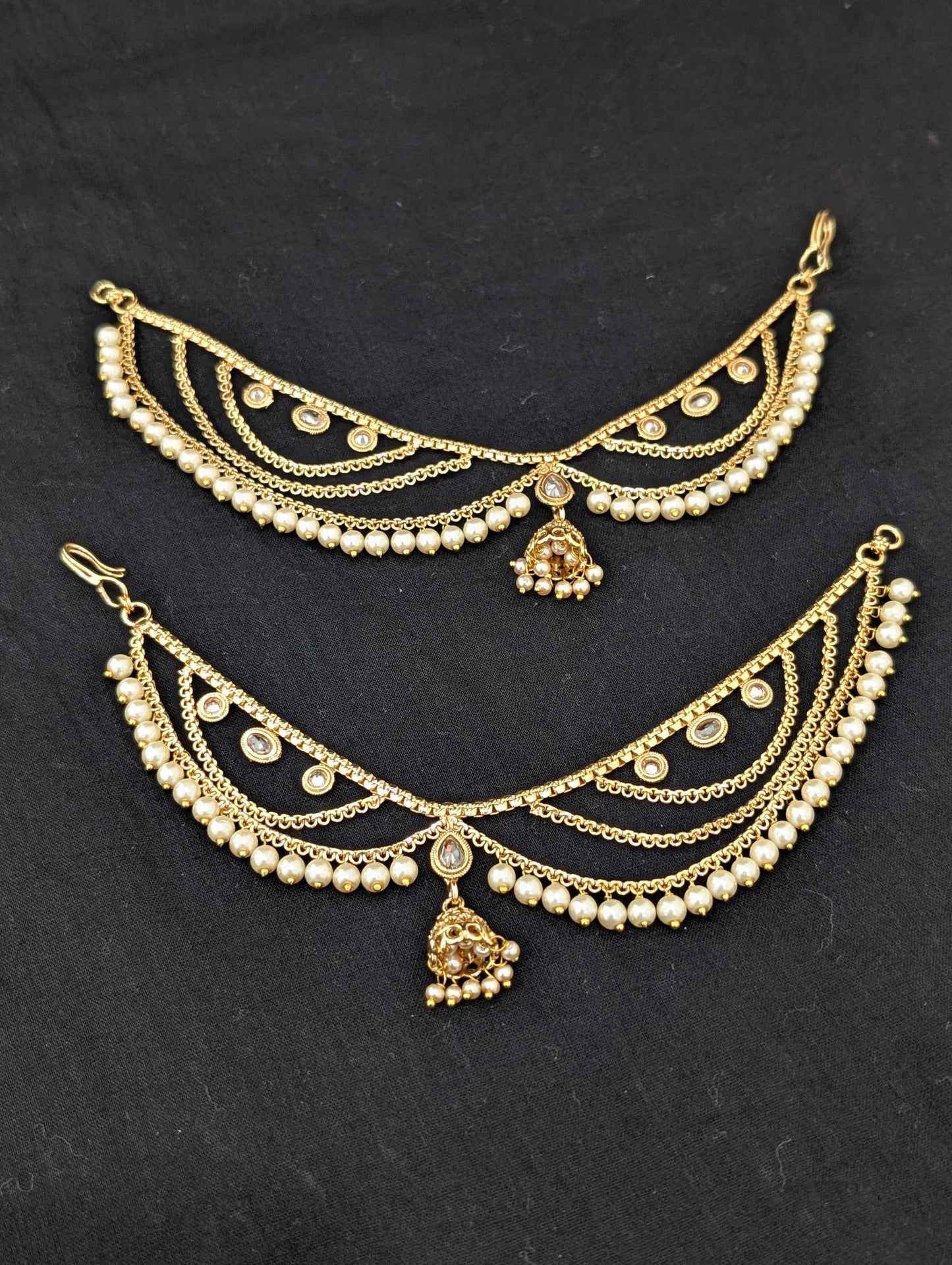 Jhumka dangle Grand Triple layer Earrings chain / Maatal / Kaan Chain