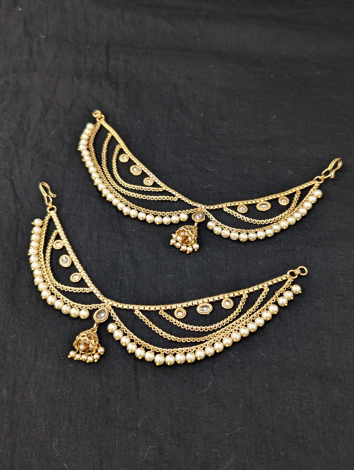 Jhumka dangle Grand Triple layer Earrings chain / Maatal / Kaan Chain