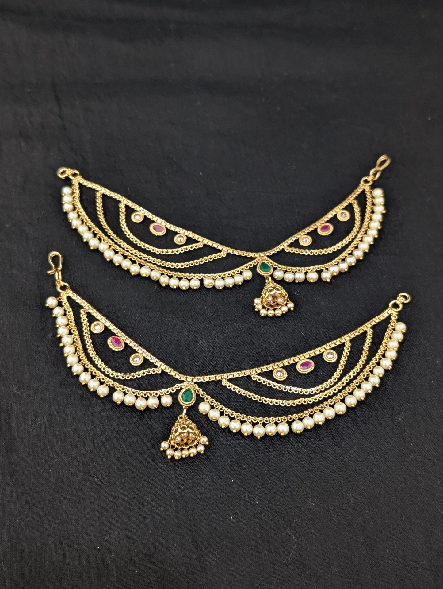 Jhumka dangle Grand Triple layer Earrings chain / Maatal / Kaan Chain