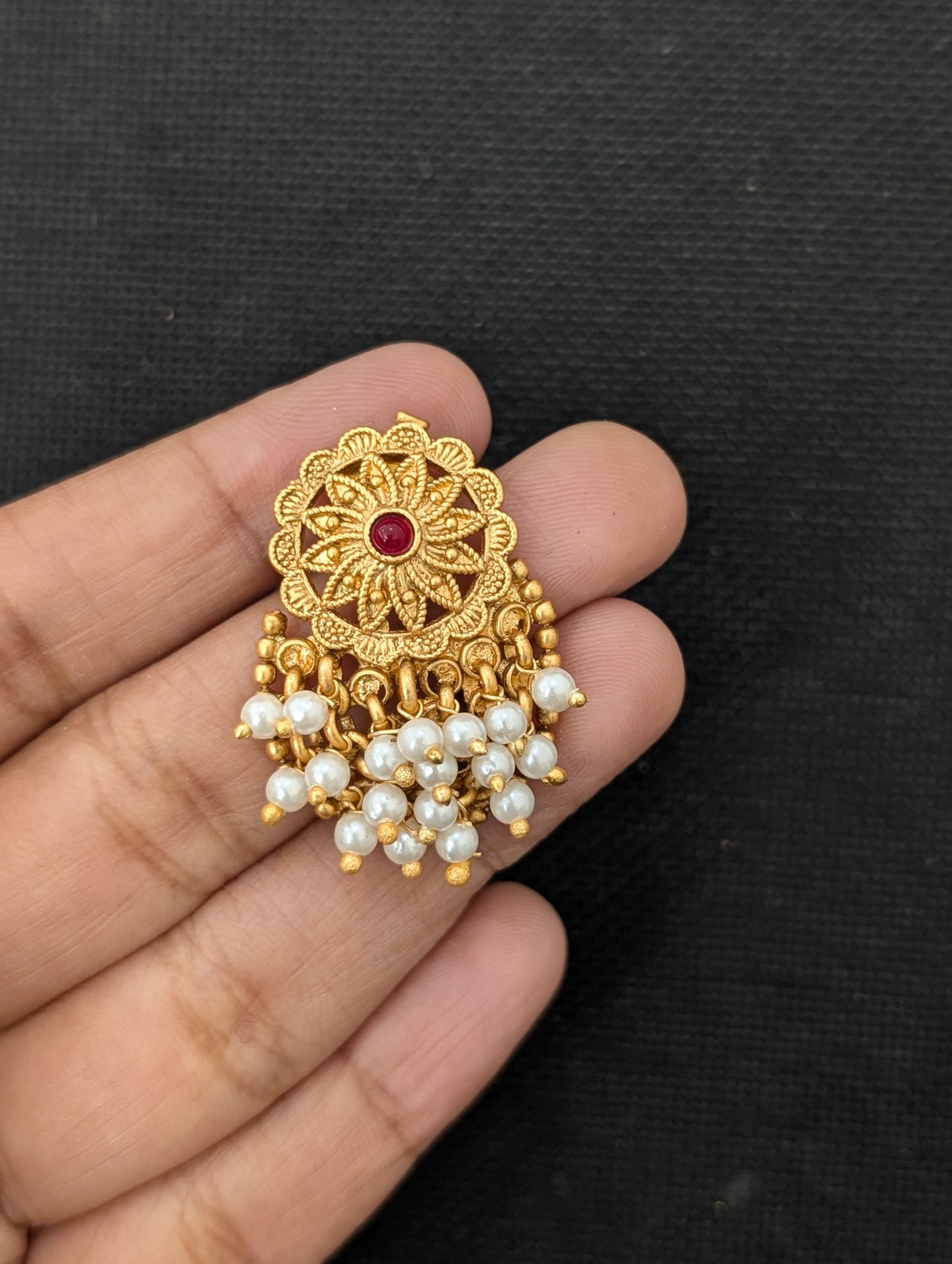 Flower design Antique Chandbali Earrings