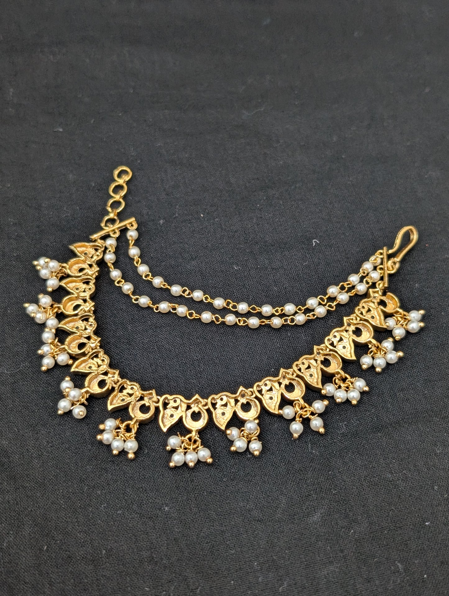 Peacock design CZ Triple layer Earrings chain / Maatal / Kaan Chain