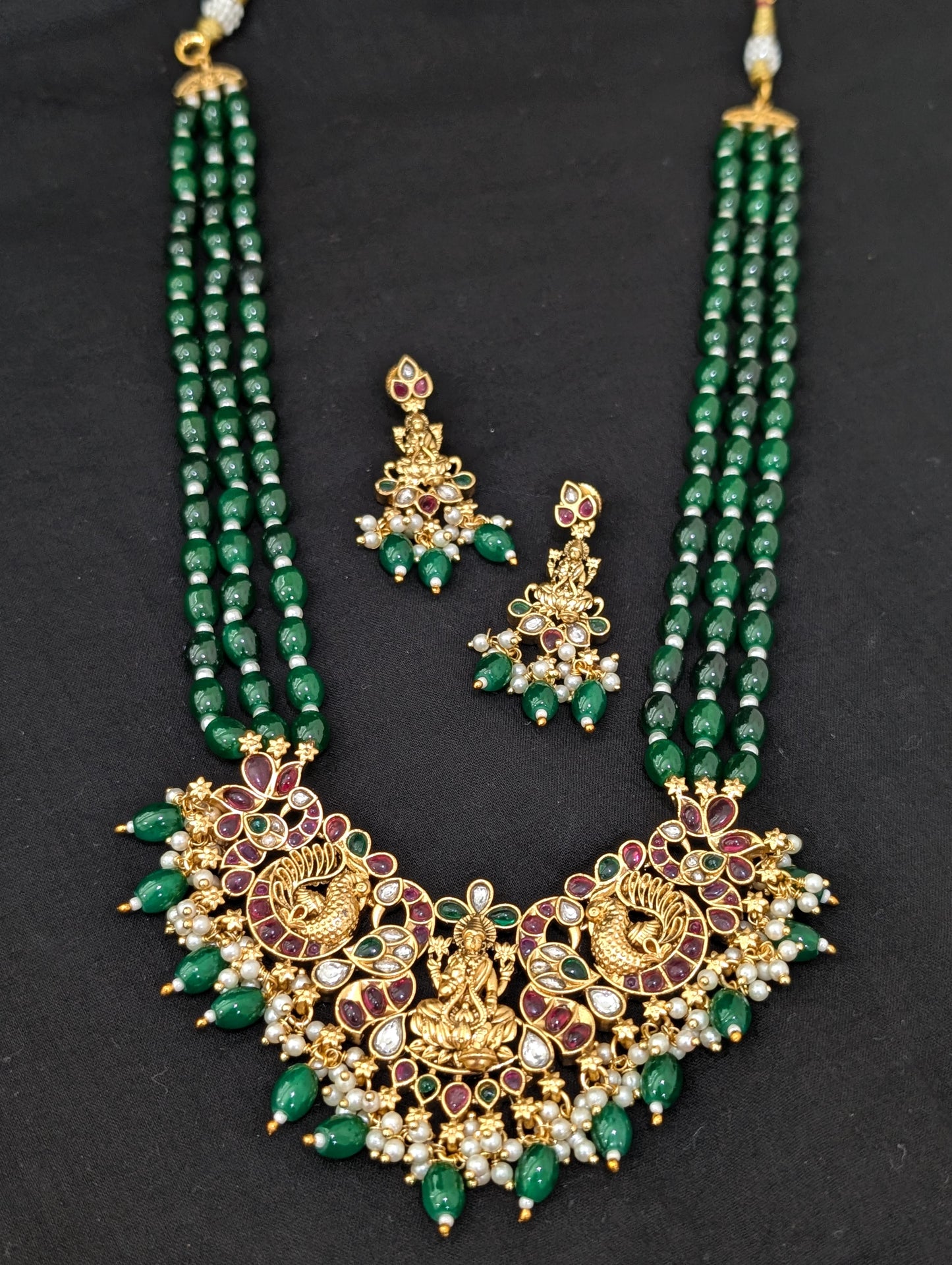 Kemp Mid length Beaded Necklace and Earrings set
