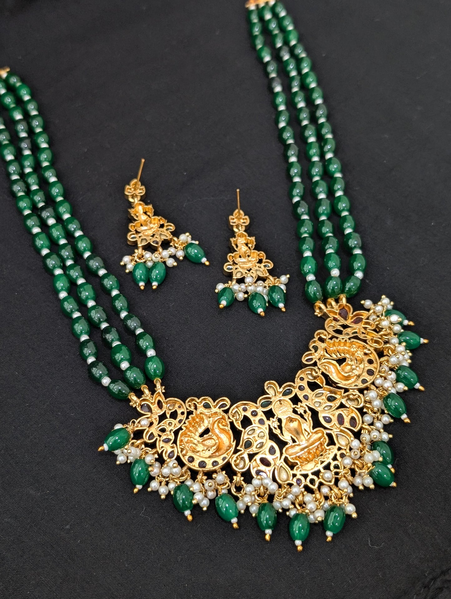 Kemp Mid length Beaded Necklace and Earrings set