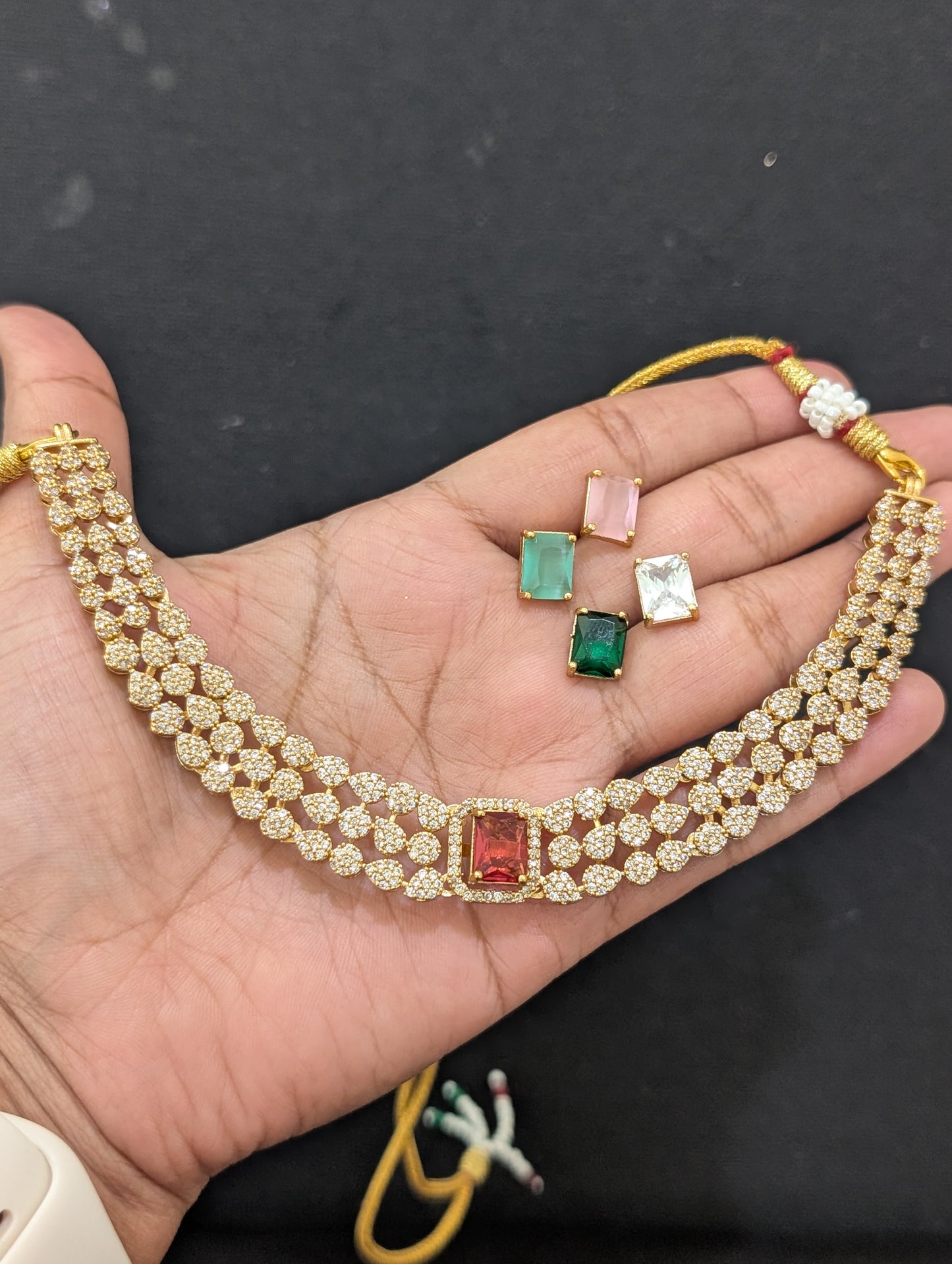 5 Colors changing Choker Necklace and Earrings set