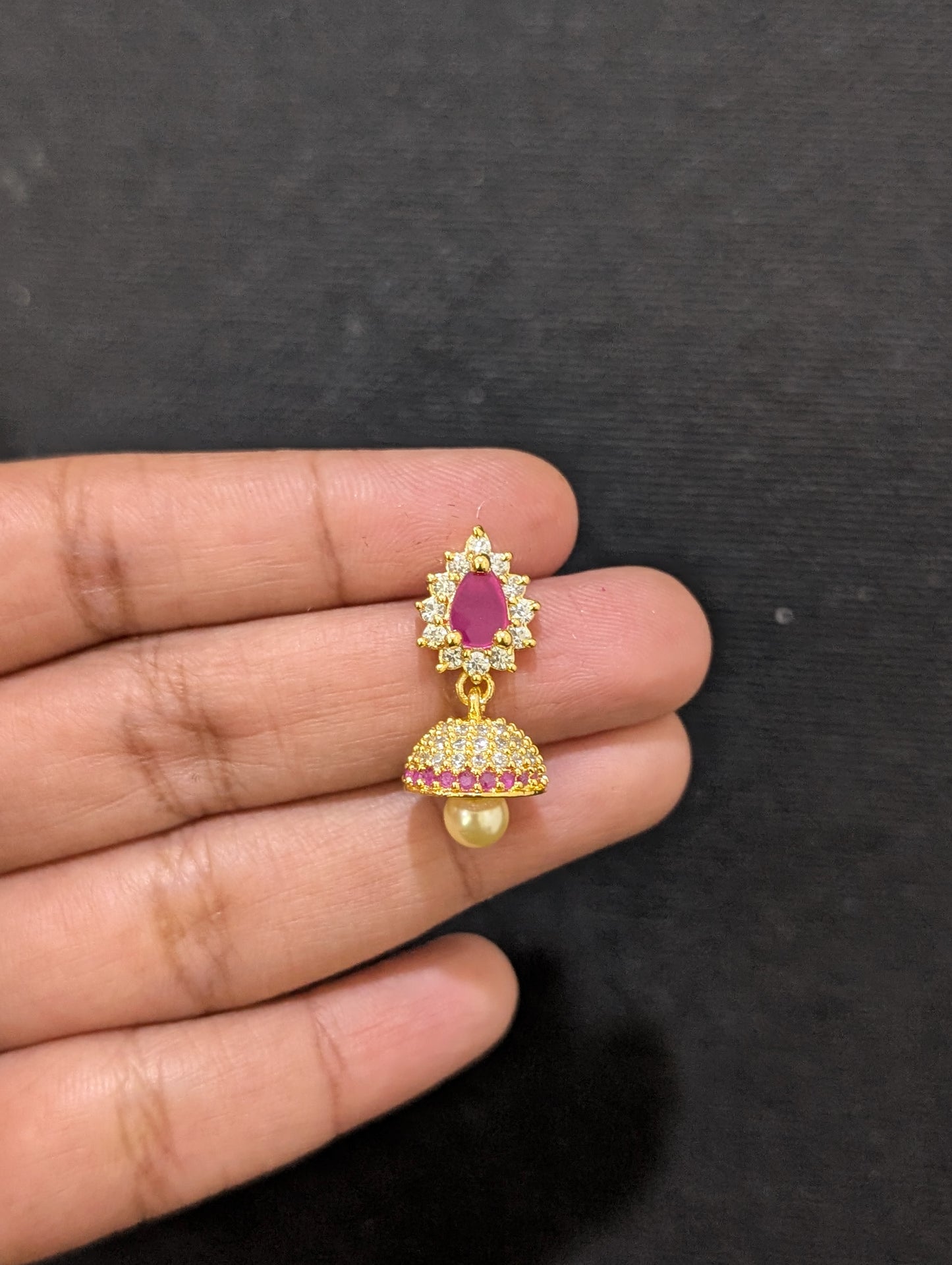 Small CZ Jhumka Earrings - D5