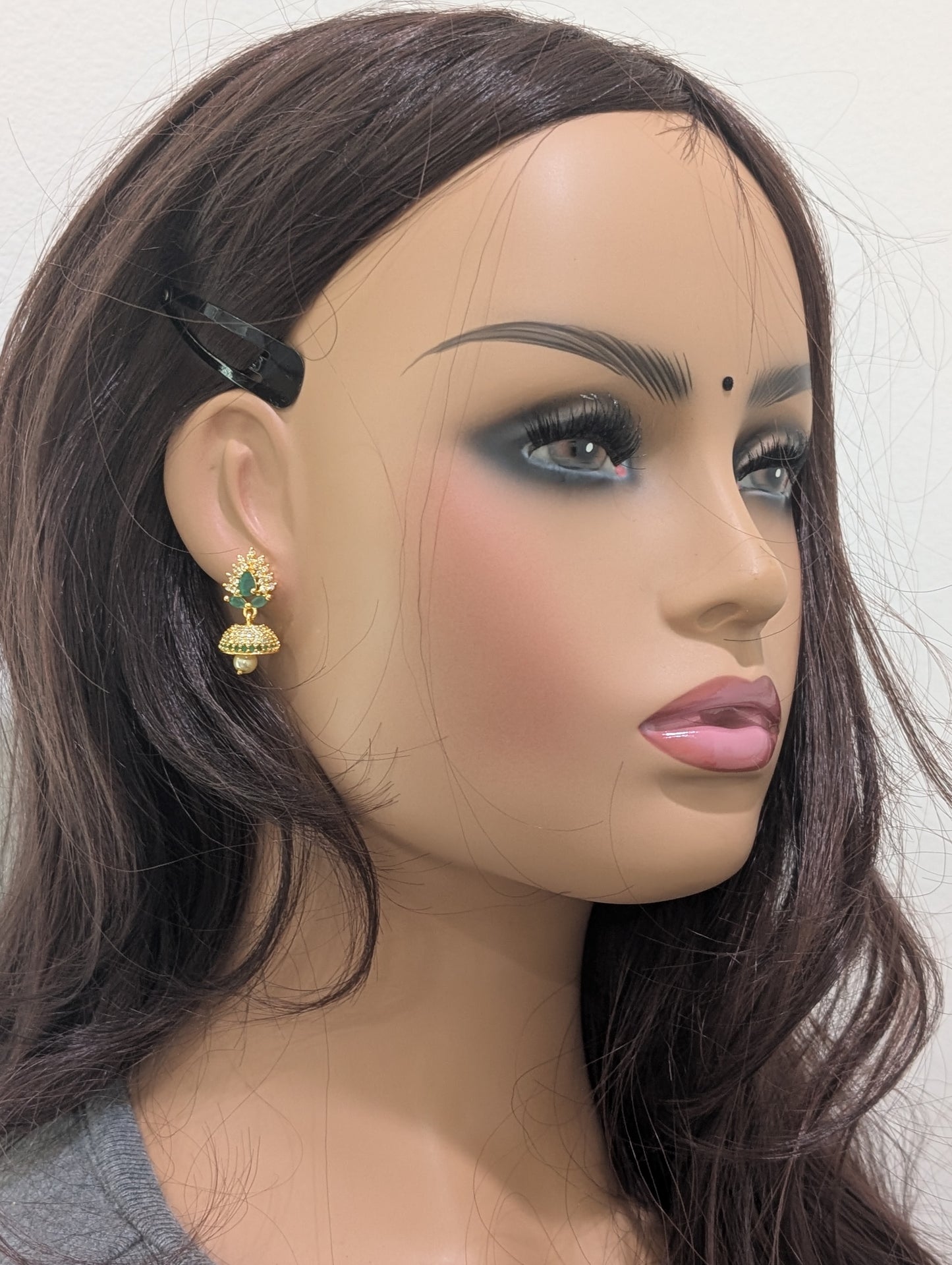 Small CZ Jhumka Earrings - D6